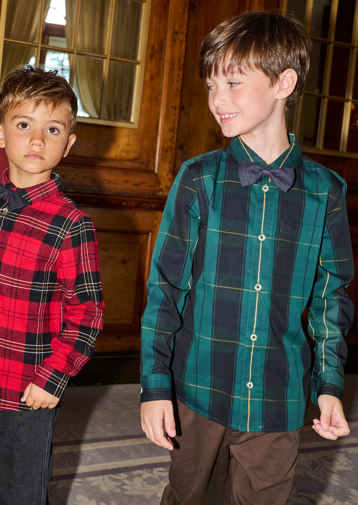 Abel Green Check Shirt With Bow Tie