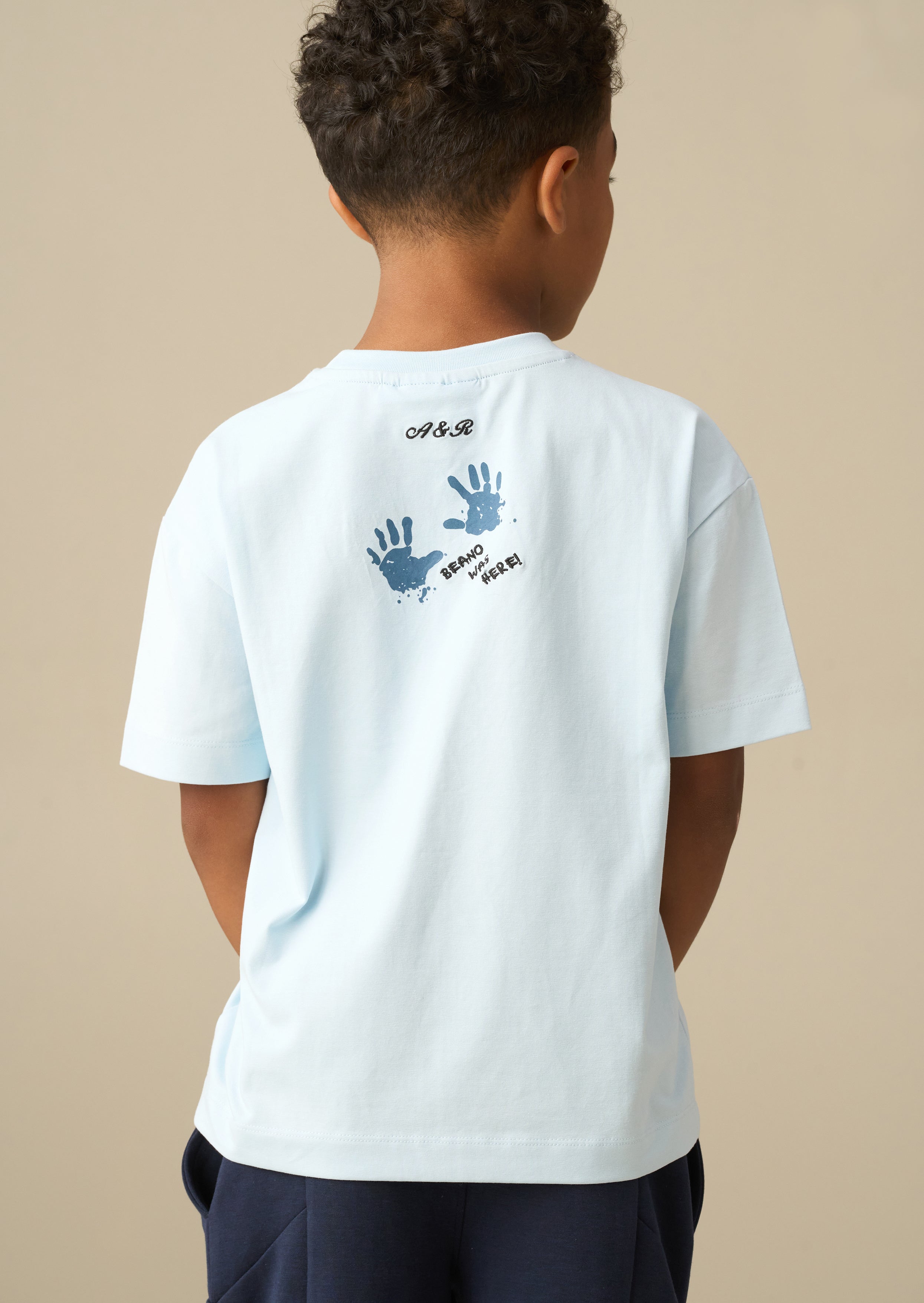 T-shirt tascabile blu con battuta di Beano
