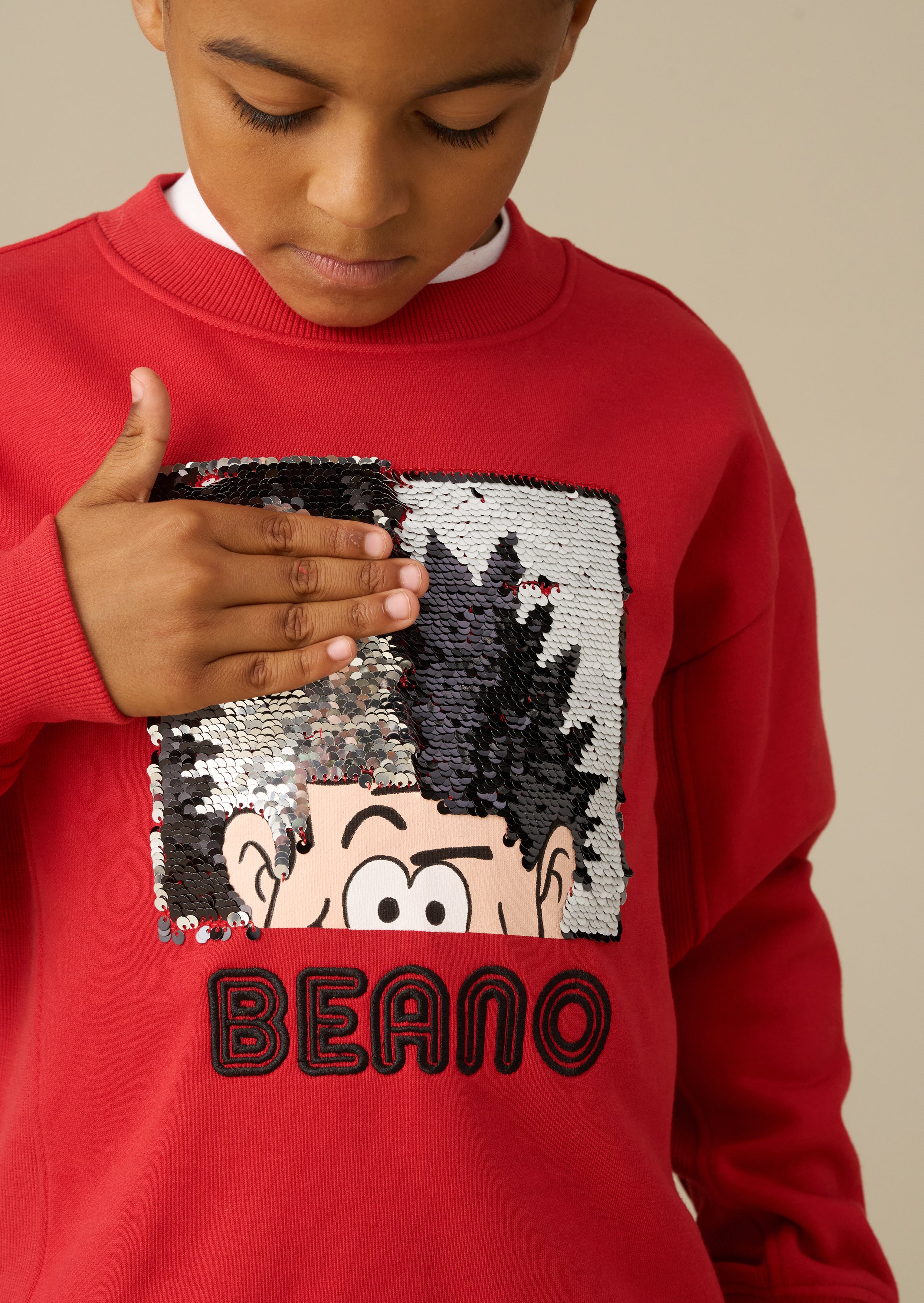 Beano Red Sequin Sweat