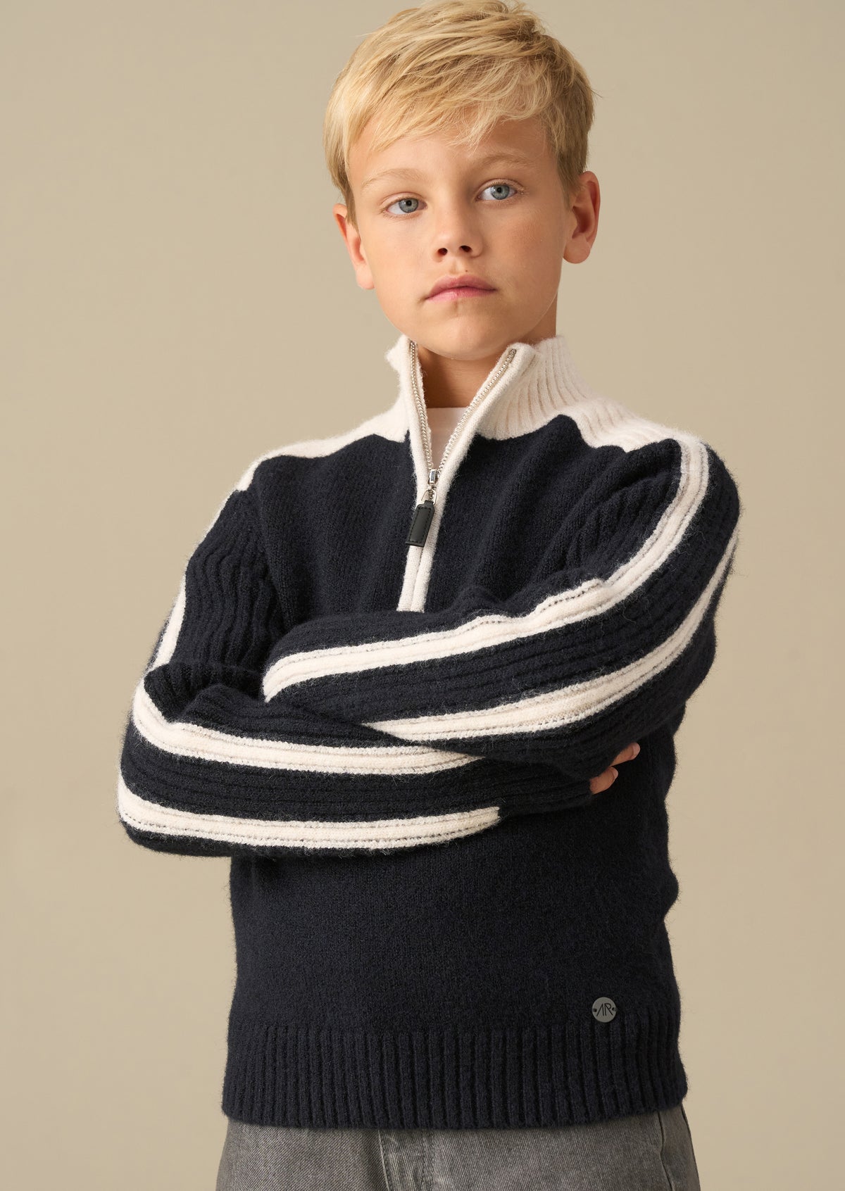 Bryan Blocked Zip Neck Jumper