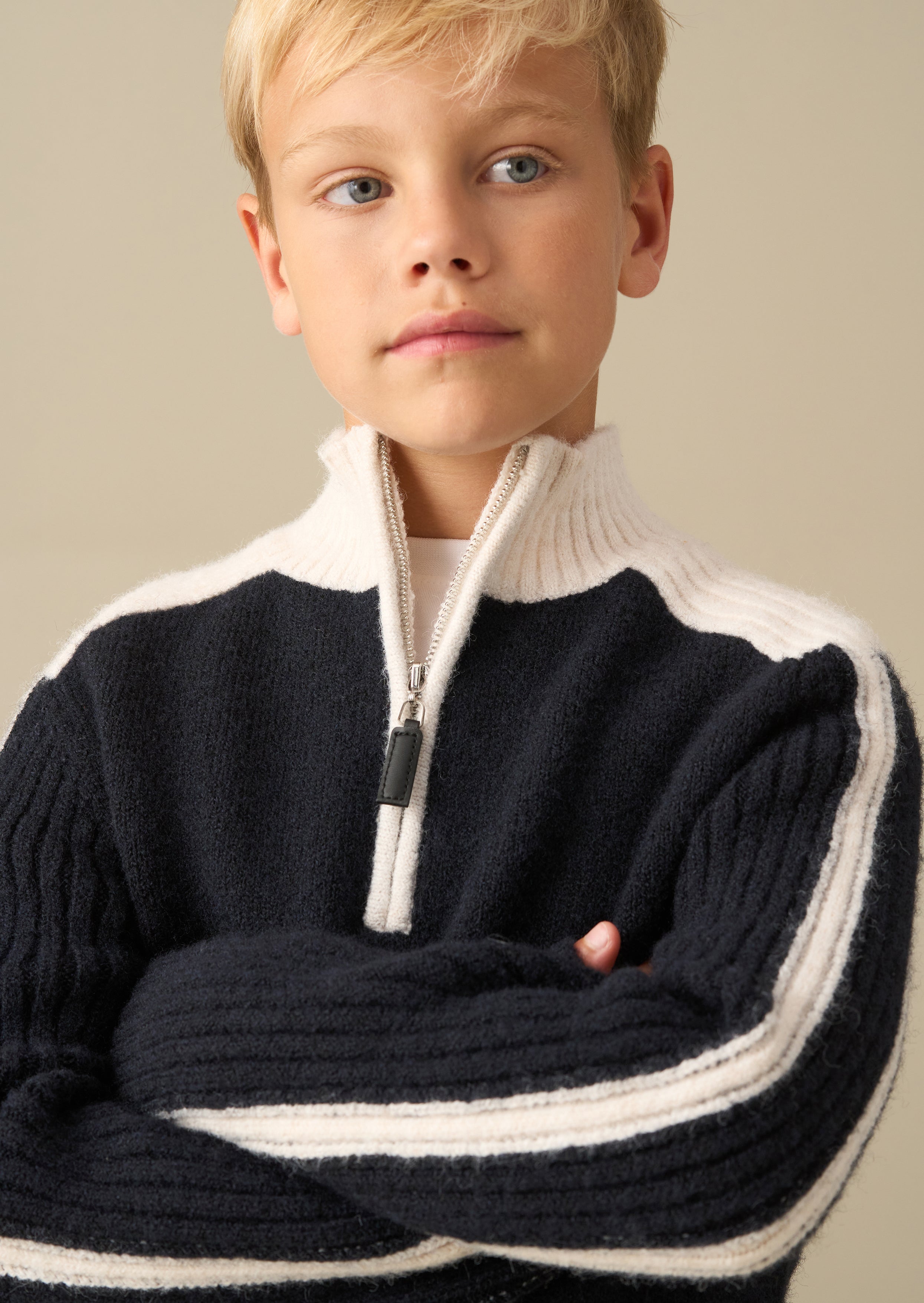 Bryan Blocked Zip Neck Jumper