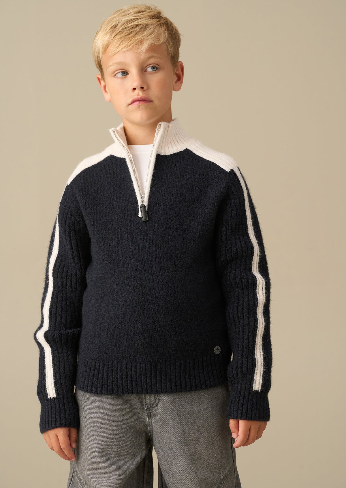 Bryan Blocked Zip Neck Jumper