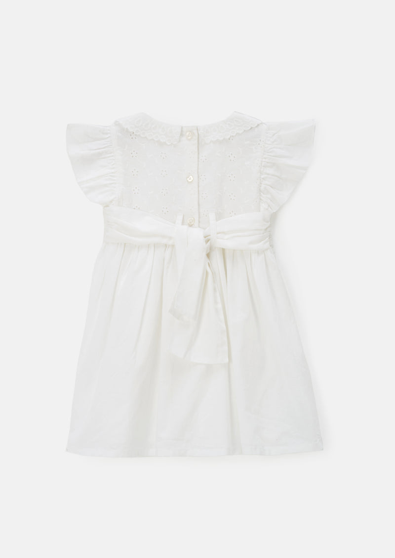 Molly Ivory Embroidered Collar Dress