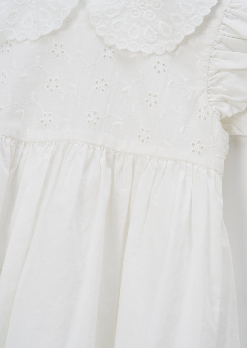 Molly Ivory Embroidered Collar Dress