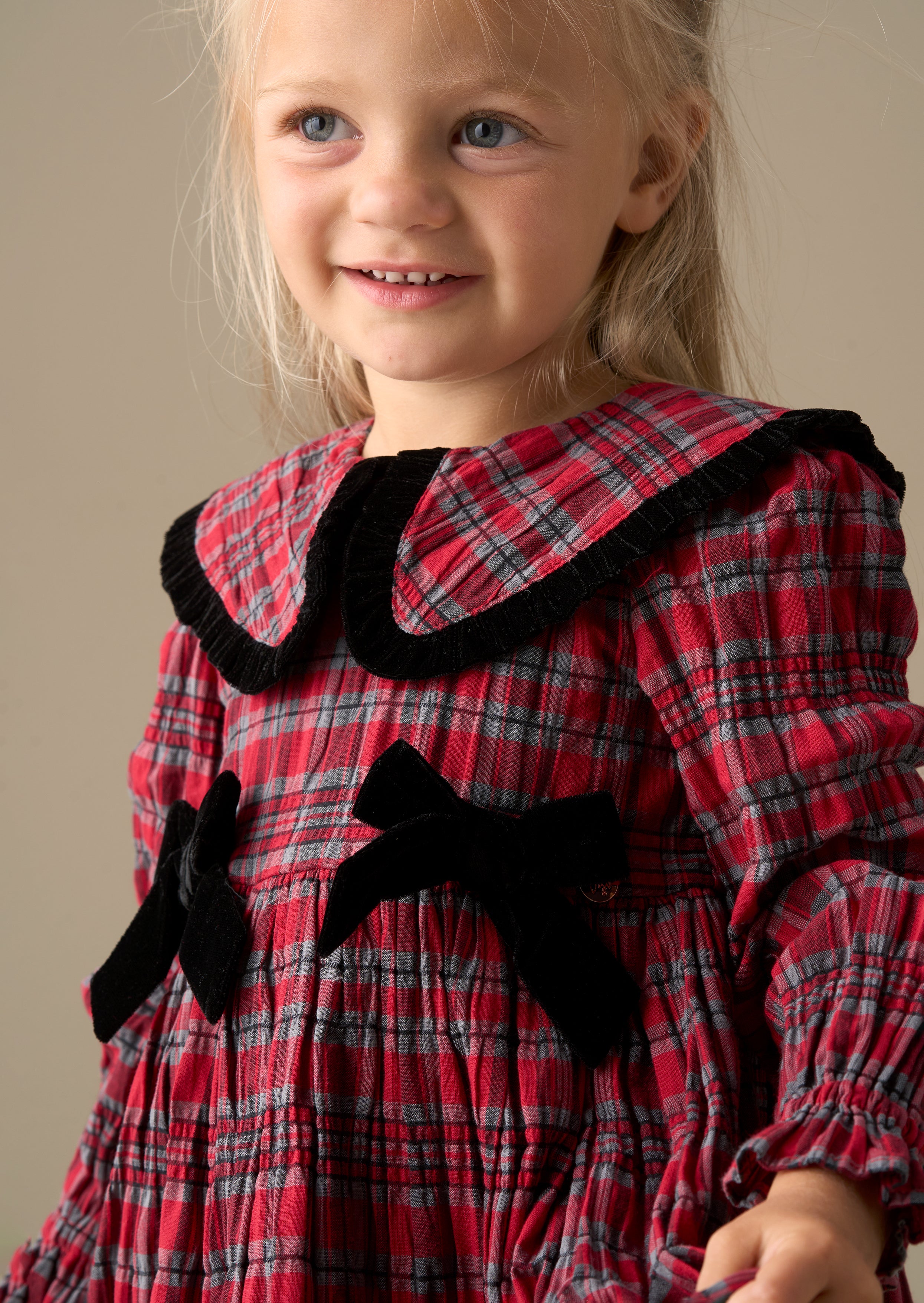 Fia Frill Collar Tartan Bow Dress
