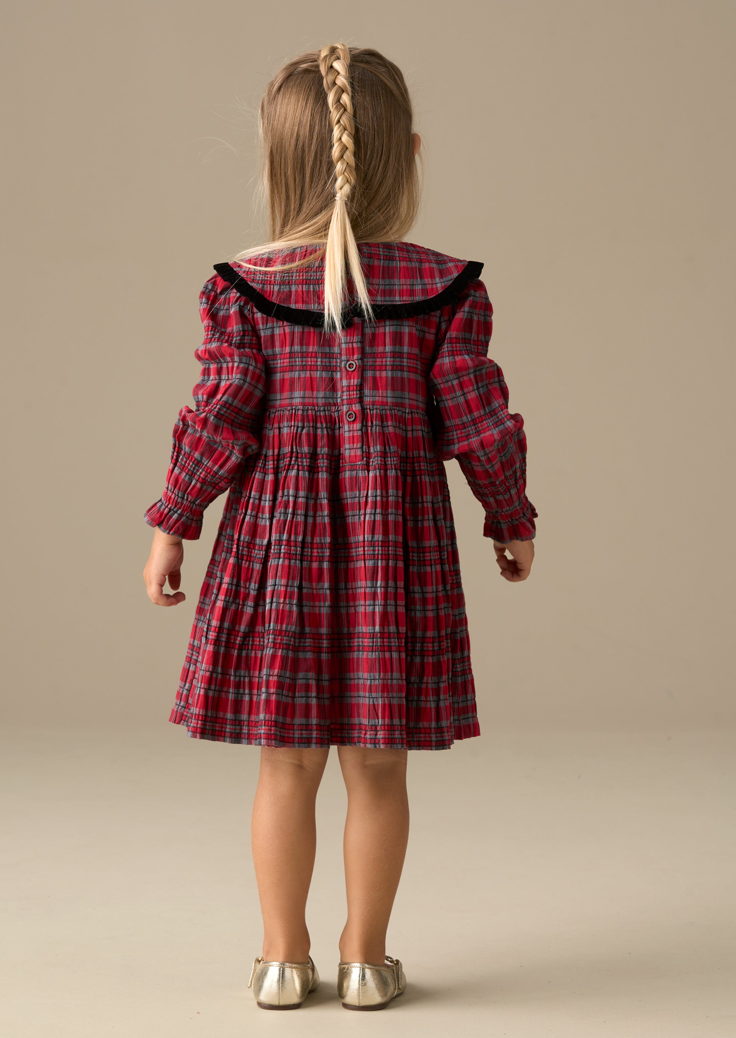 Fia Frill Collar Tartan Bow Dress