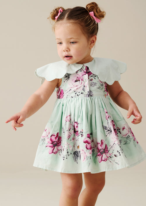 Sybil Mint Kleid mit gewelltem Kragen