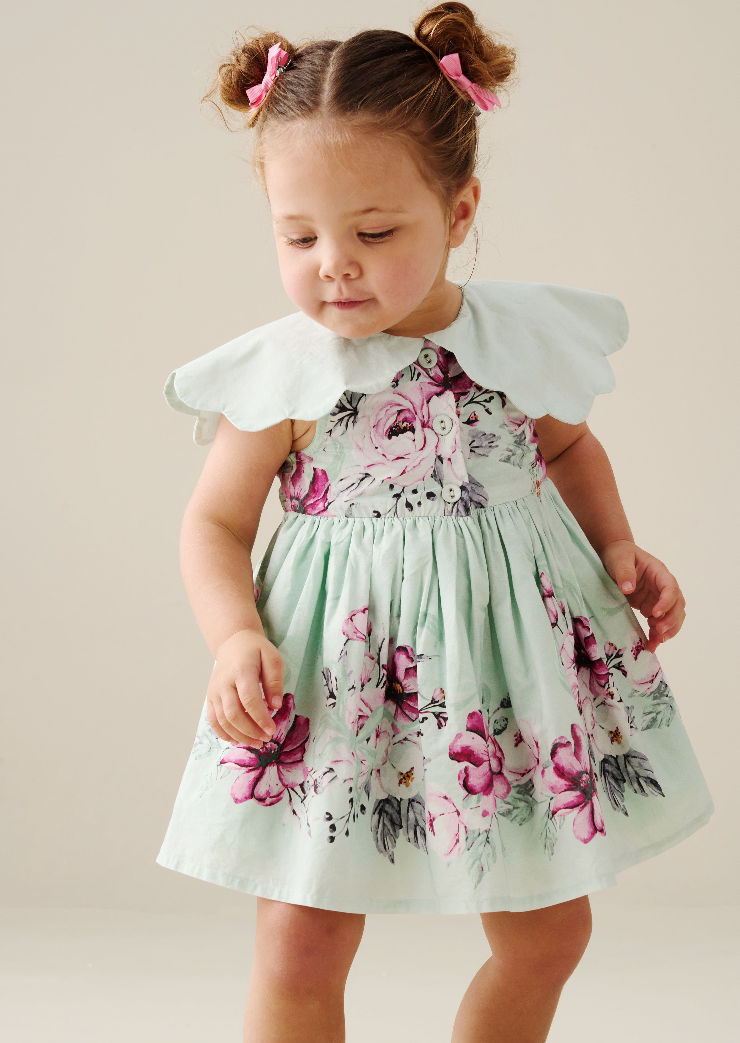 Sybil Mint Scalloped Collar Dress And Bloomer