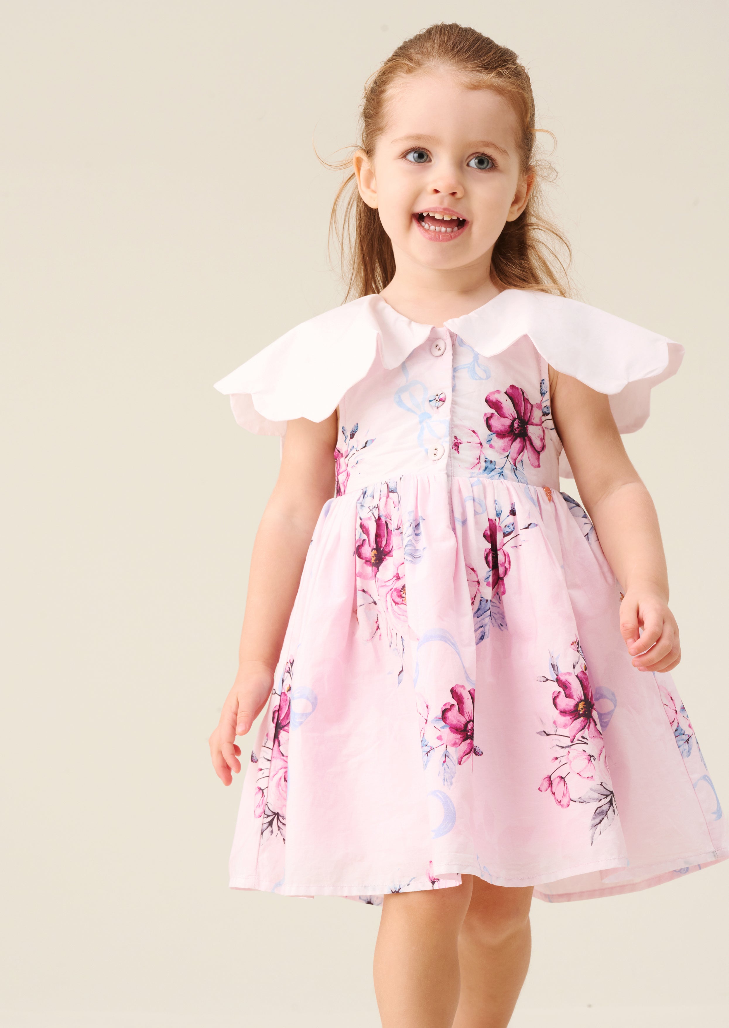 Sybil Pink Scalloped Collar Dress