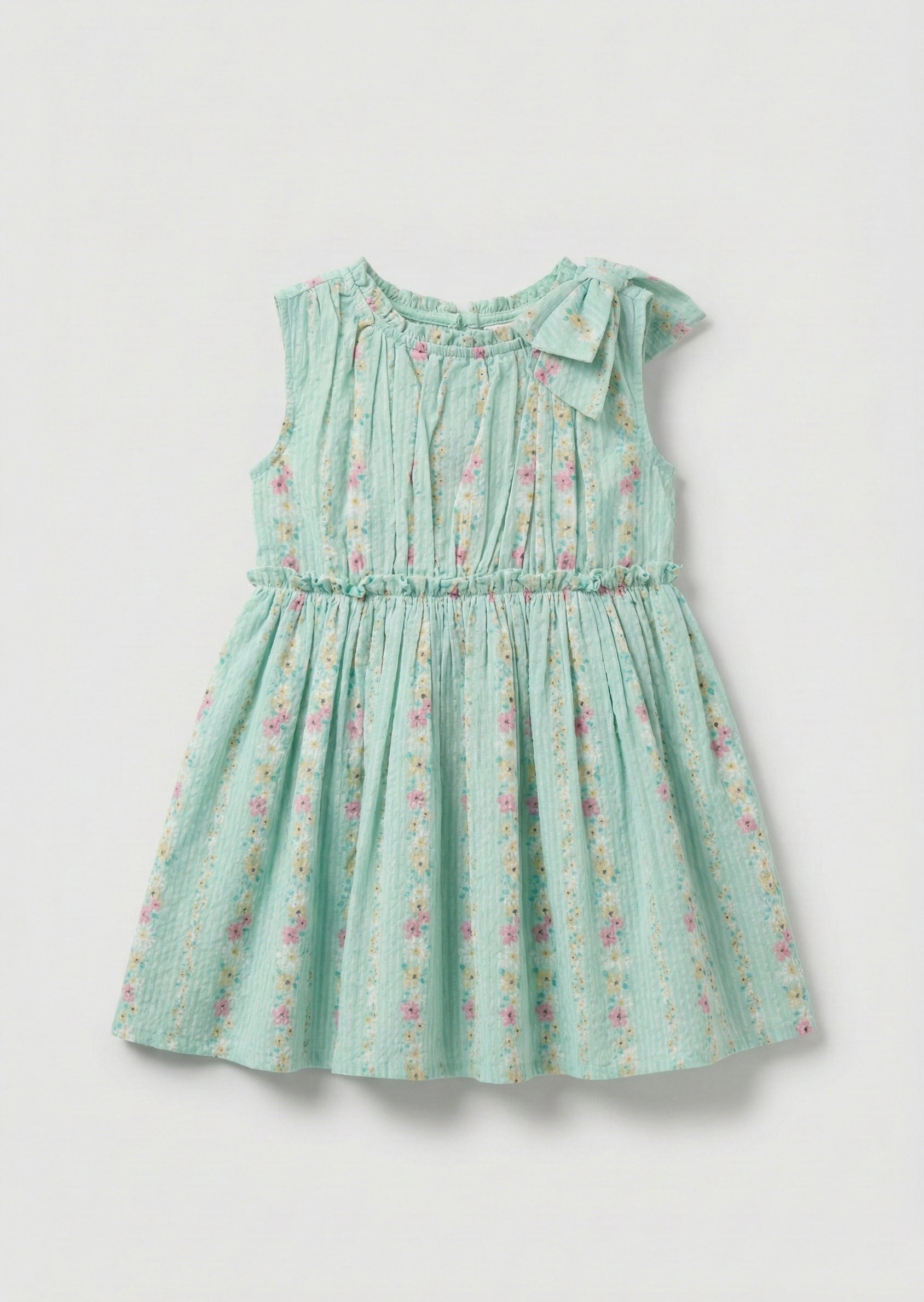 Gianna Floral Stripe Bow Shoulder Dress