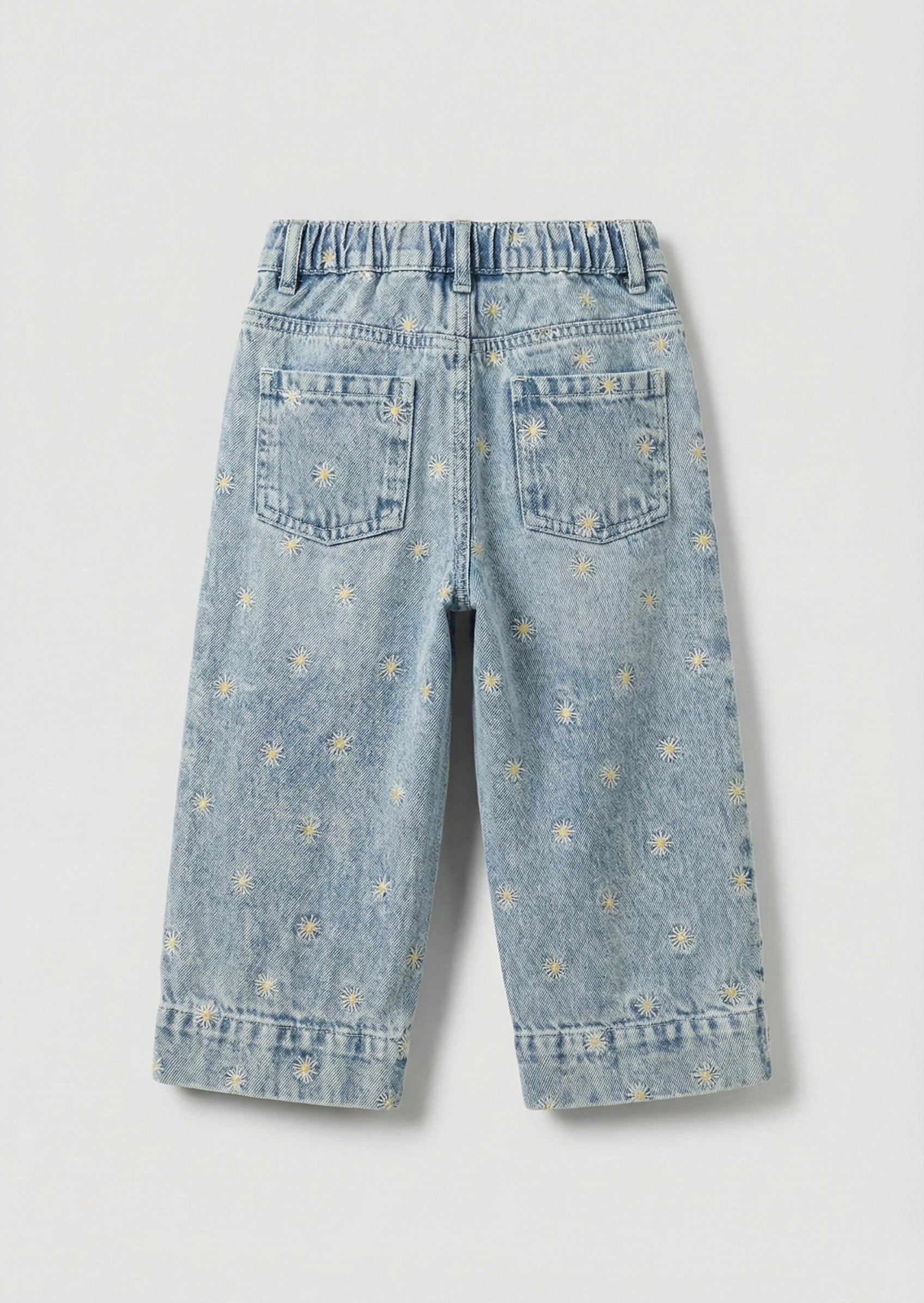 Kiki bestickte Gänseblümchen Jeans mit weitem Bein