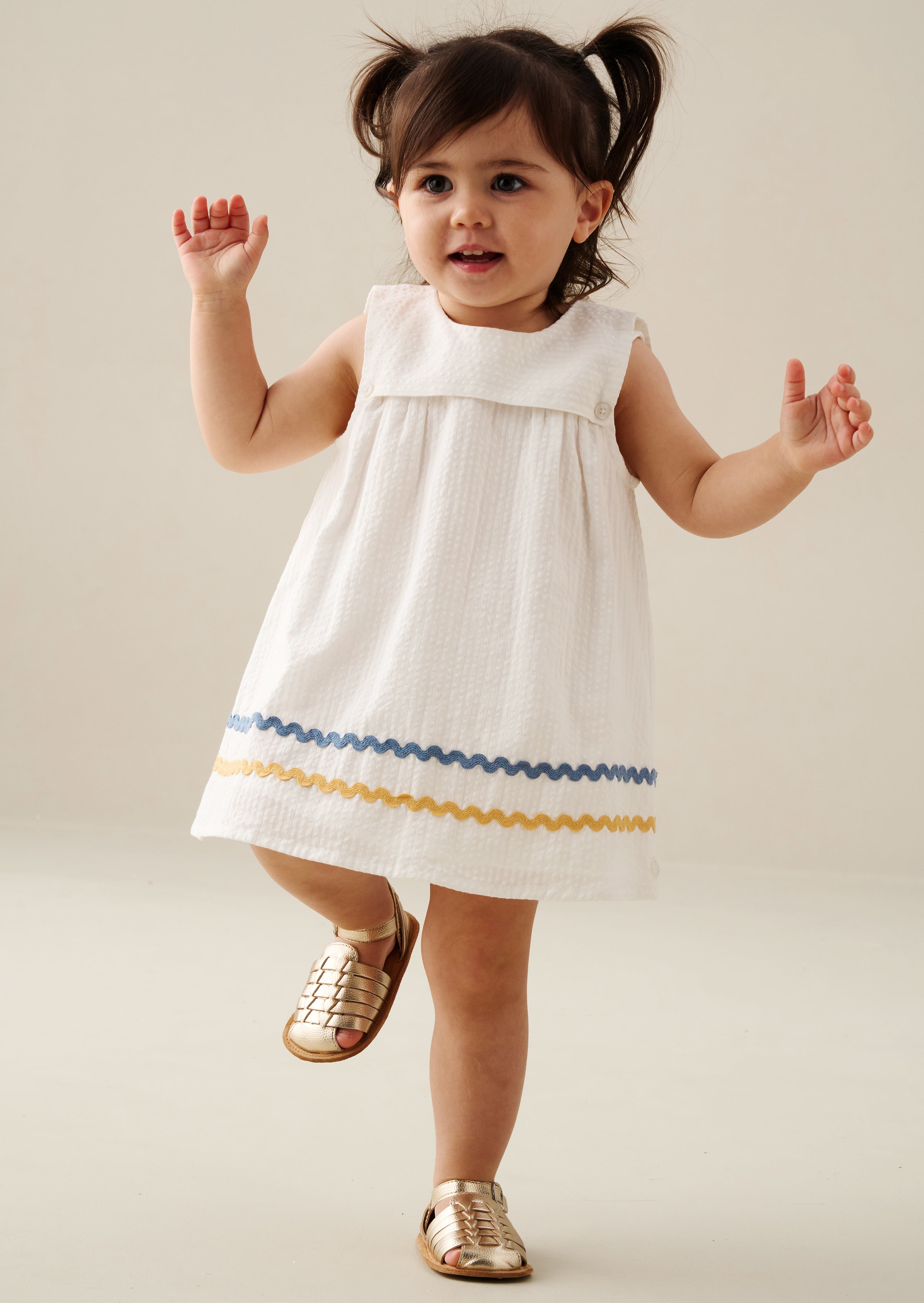 Lila Stripe Ric Rac Dress And Bloomer