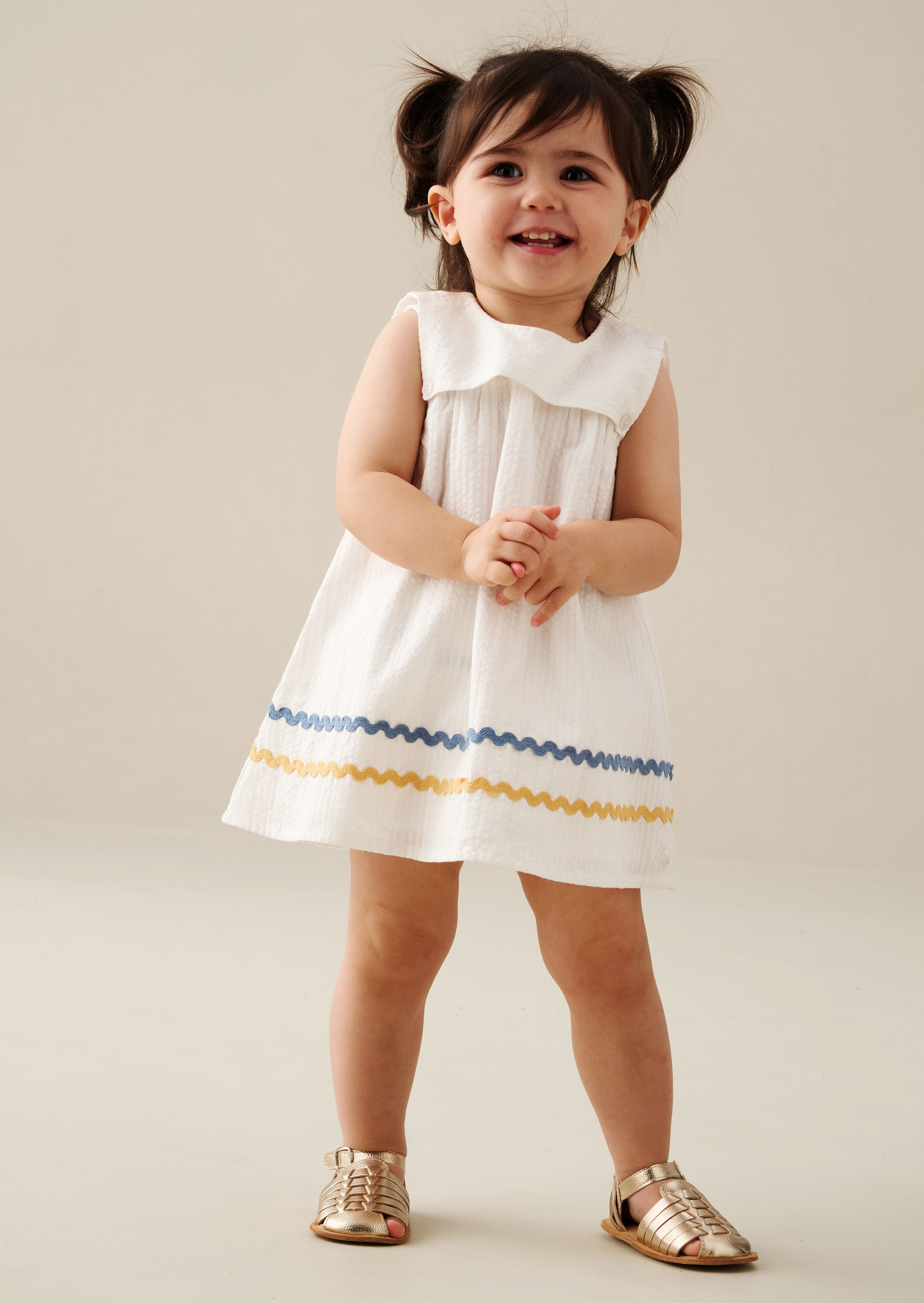 Lila Stripe Ric Rac Dress And Bloomer
