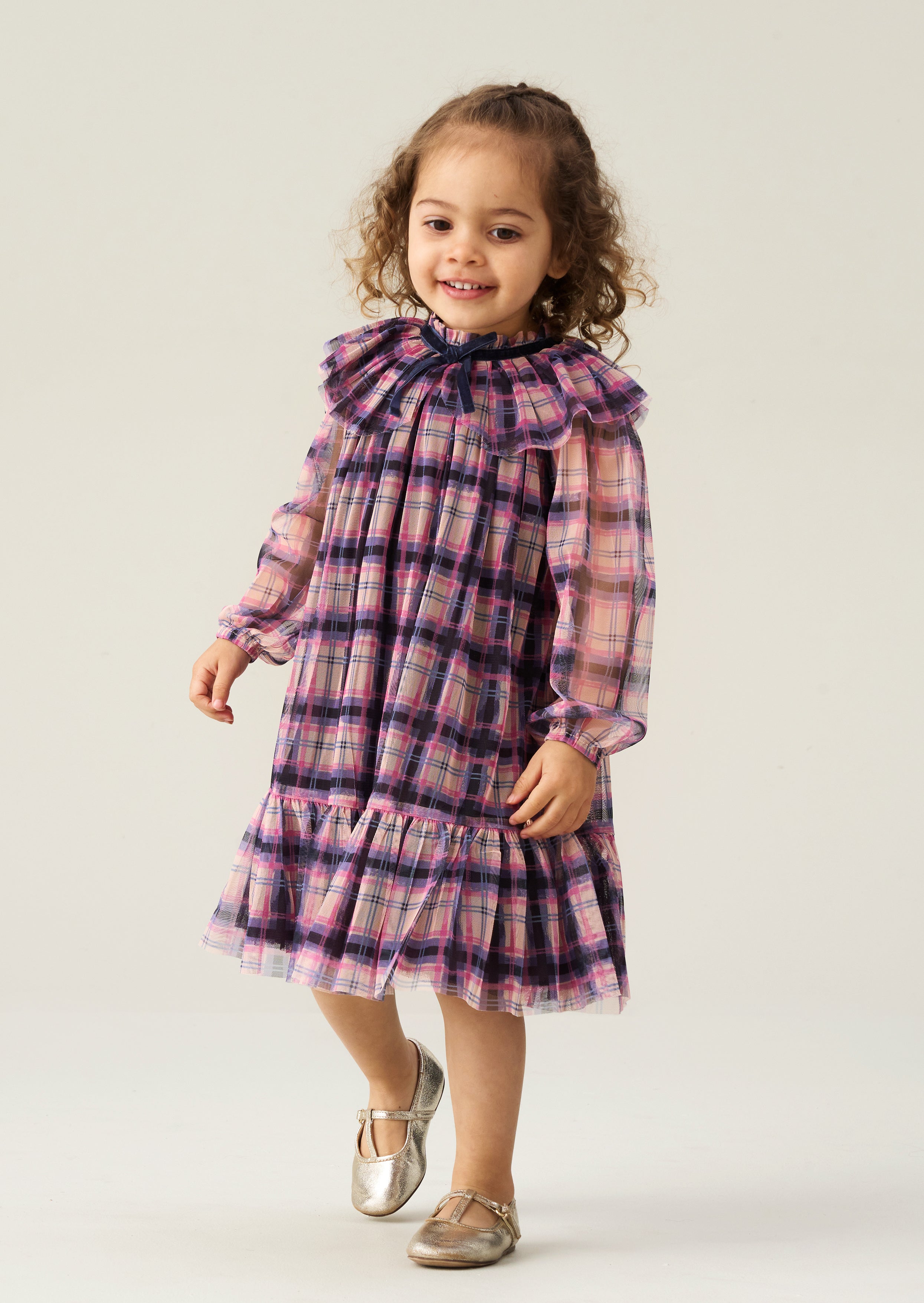 Cleo Check Mesh Kleid
