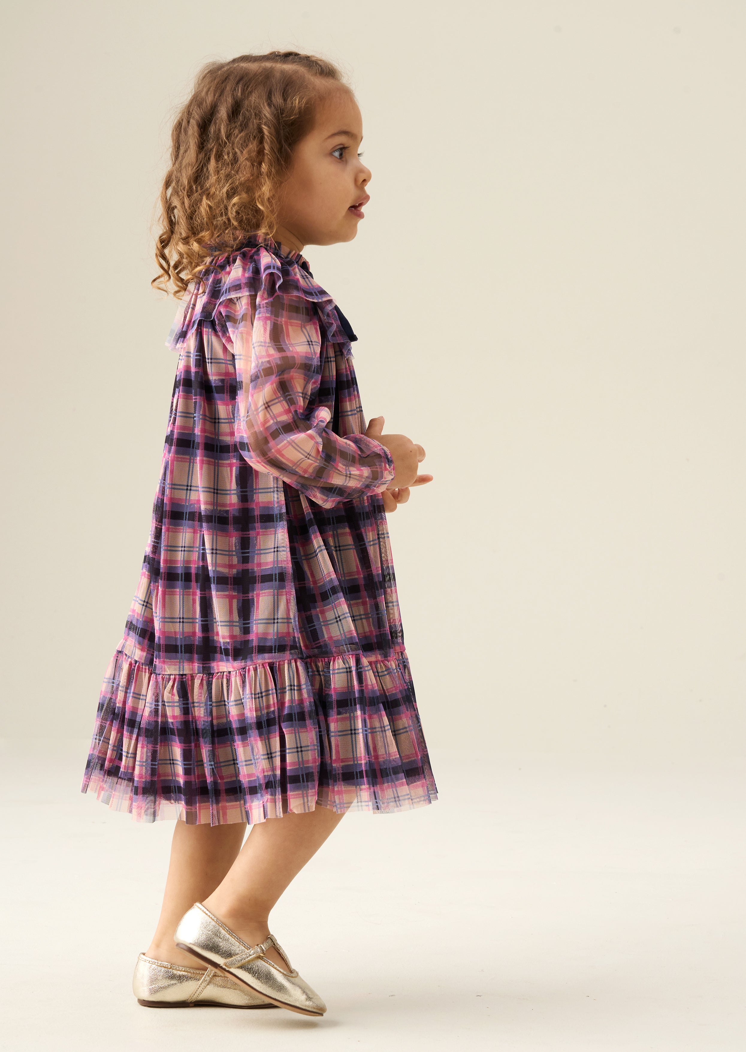 Cleo Check Mesh Kleid