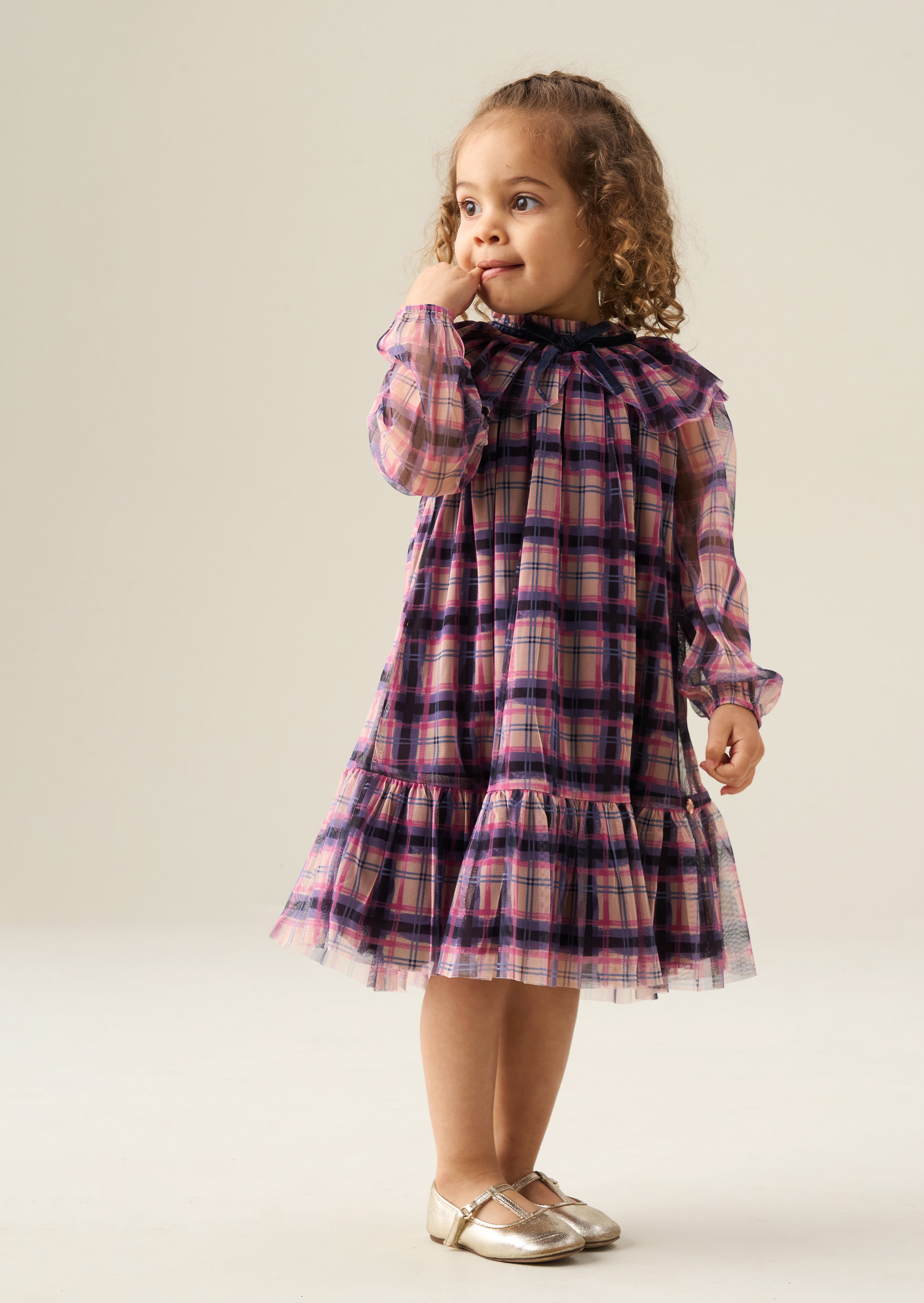 Cleo Check Mesh Kleid