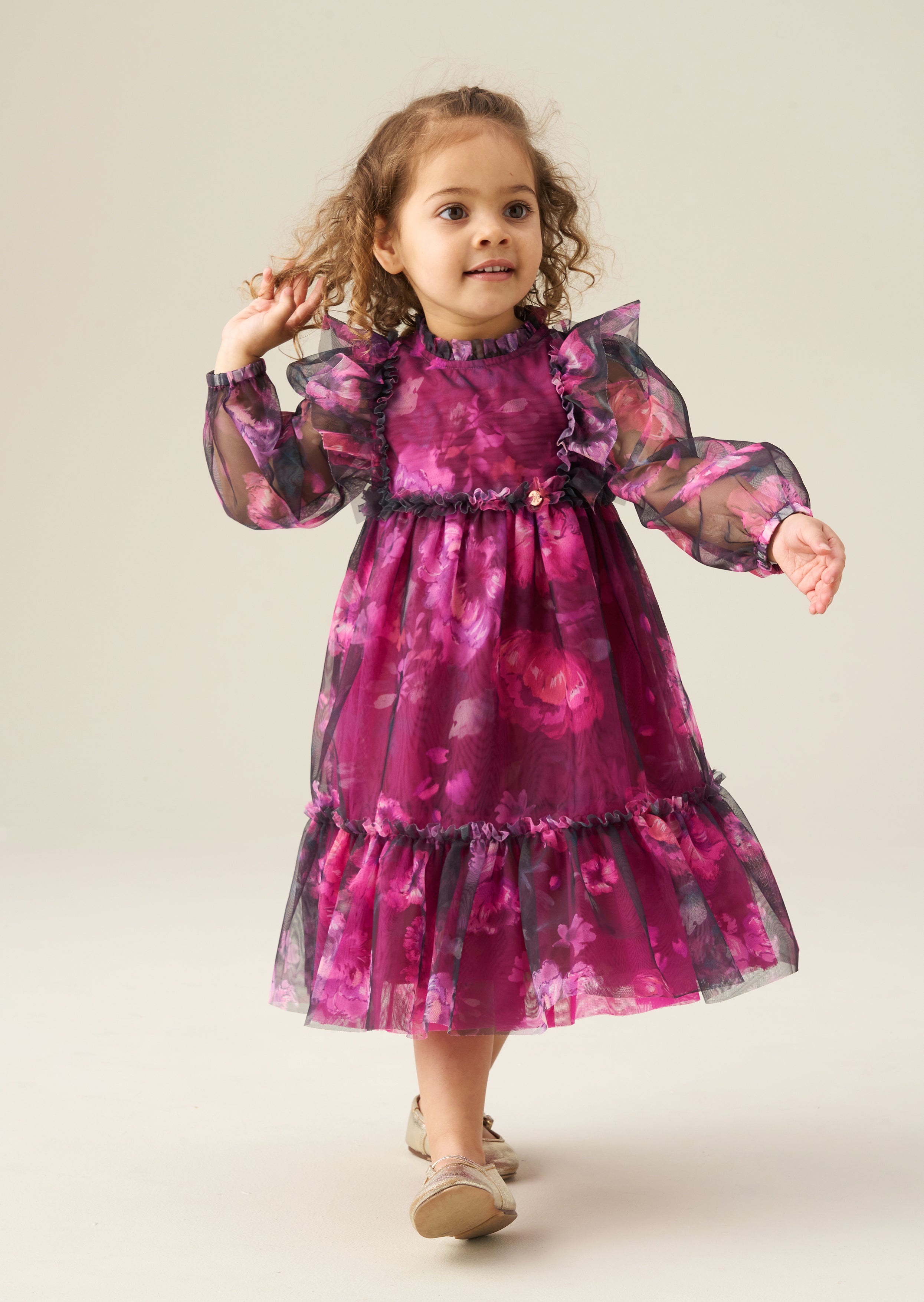 Vestido Estella de malla con volantes