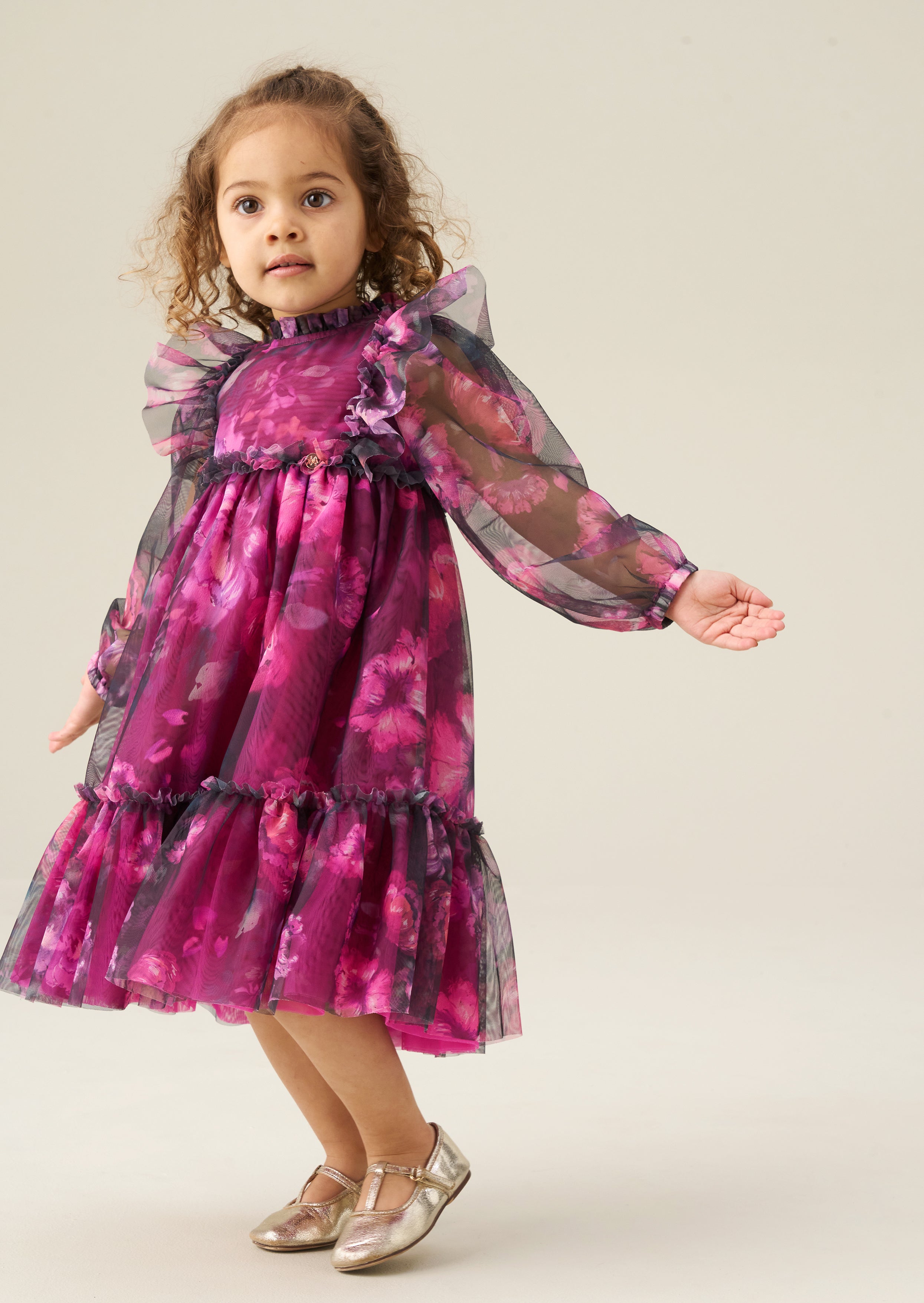 Vestido Estella de malla con volantes