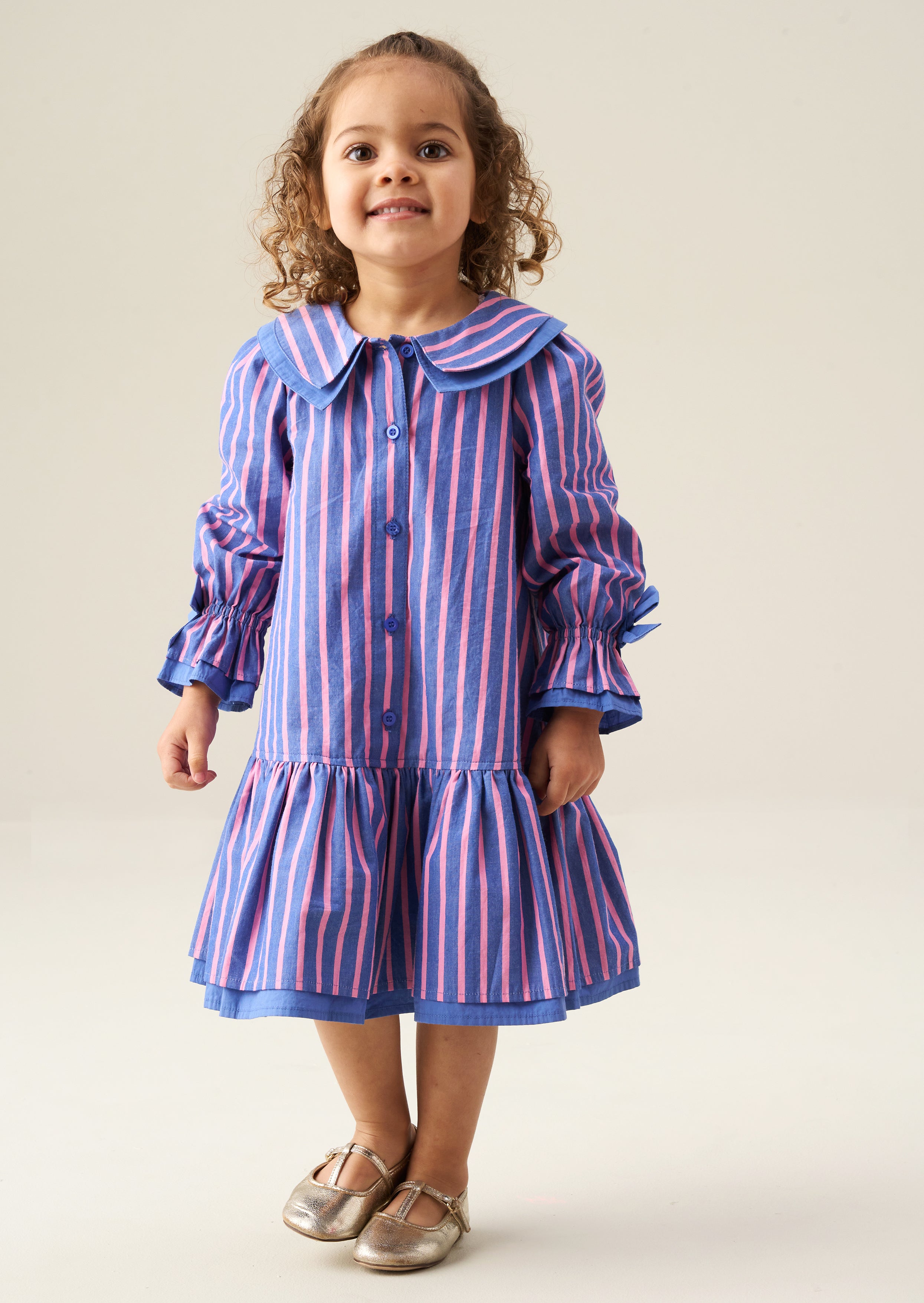 Frankie Stripe Double Collar Dress