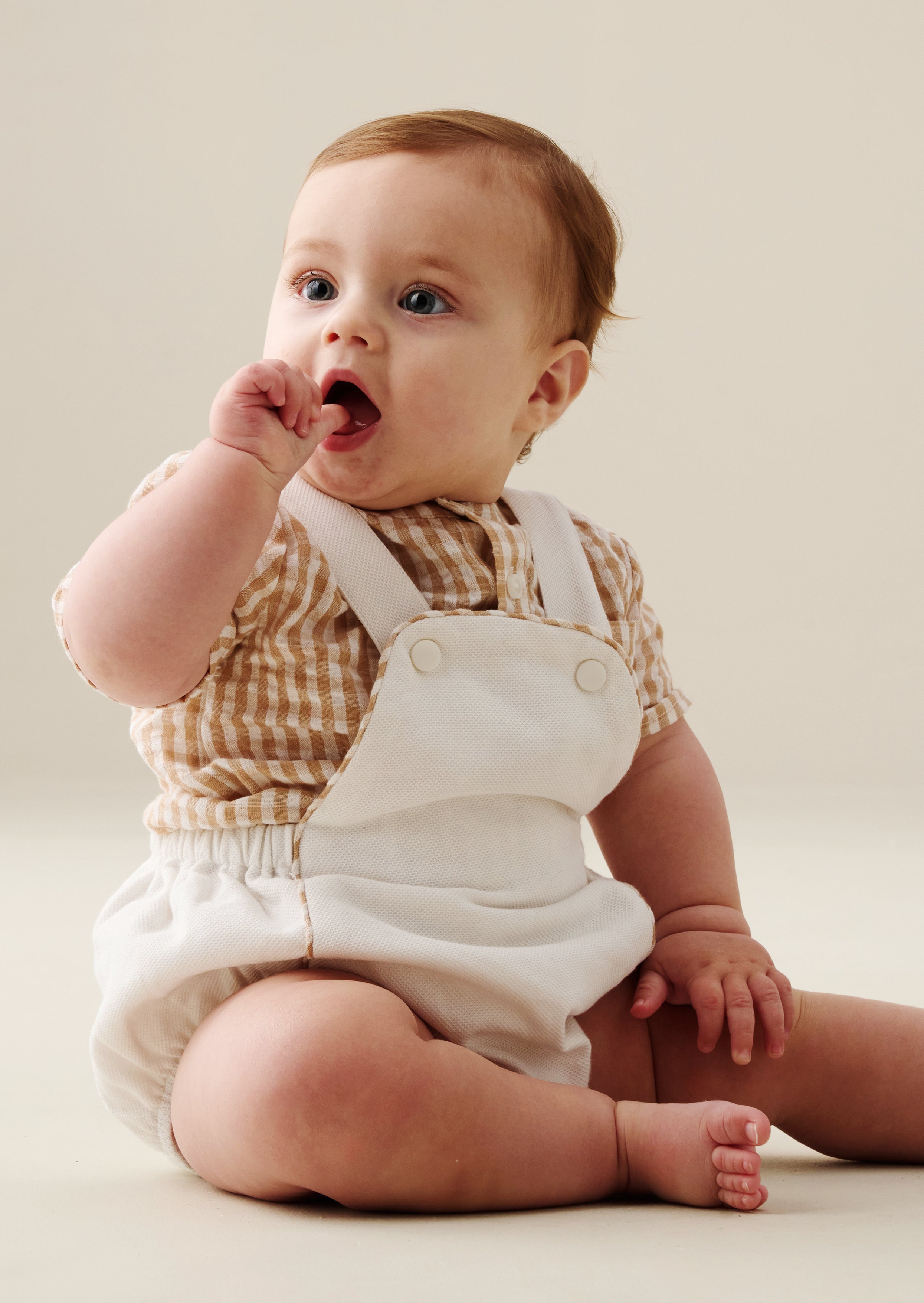 Syril Gingham Smart Shirt & Textured Romper