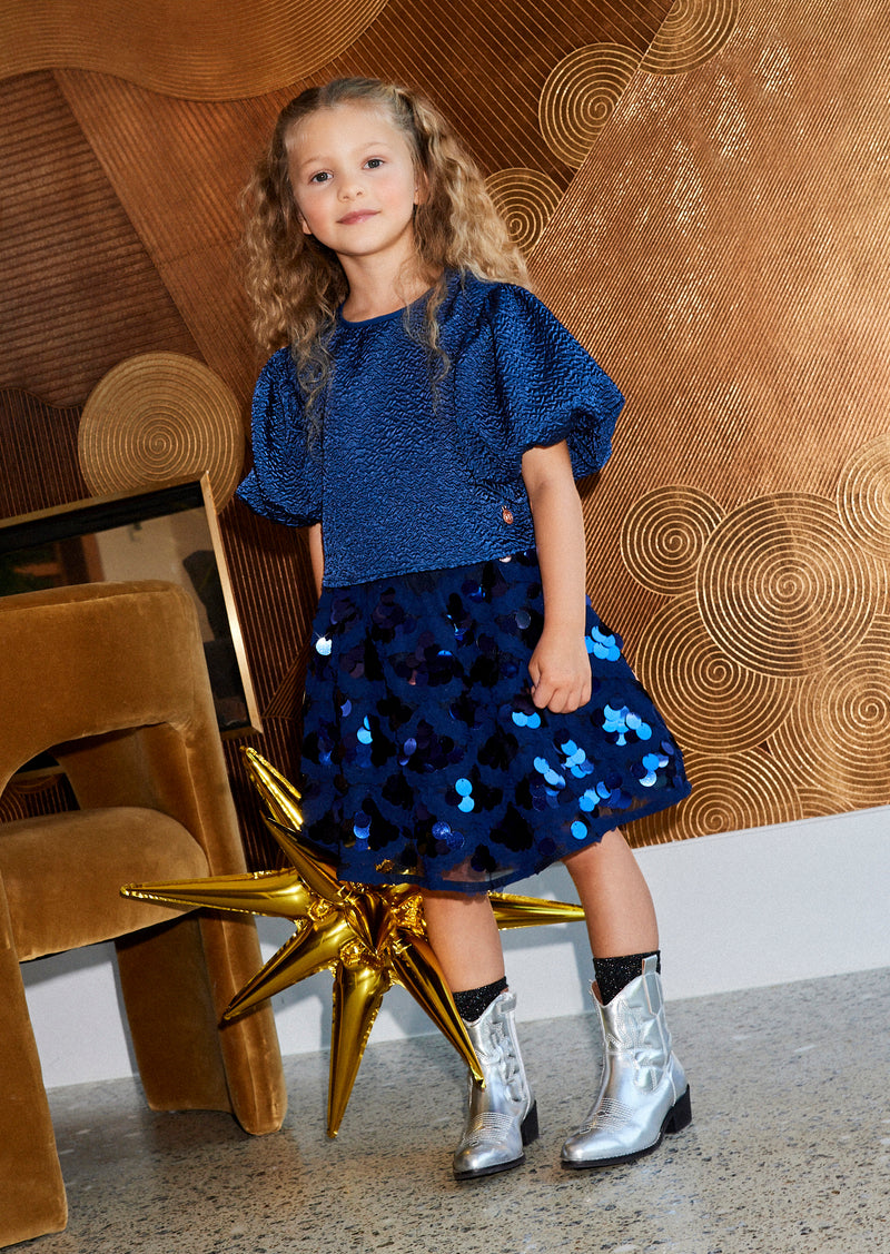 Ellie Navy Sequin Skirt