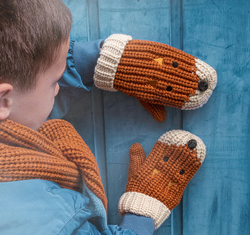 Felix Fox Knitted Mittens 7-10 Years
