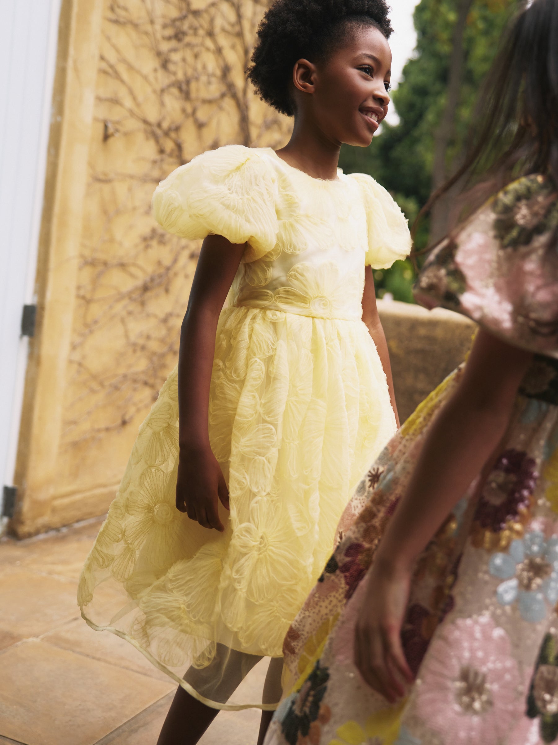 Girls Yellow Embroidered Occasion Dress | Angel & Rocket