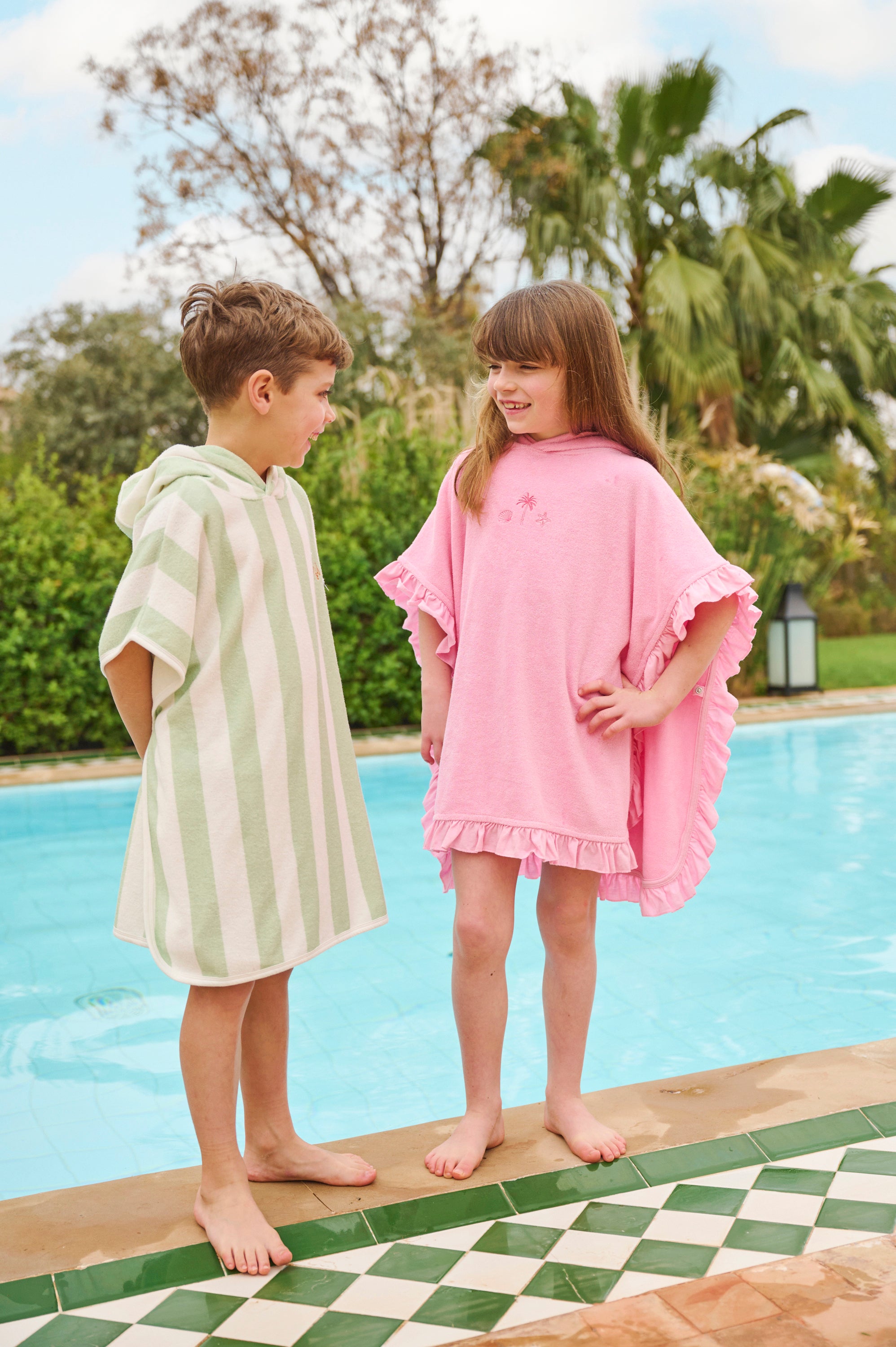Girls Pink Embroidered Beach Poncho | Angel & Rocket