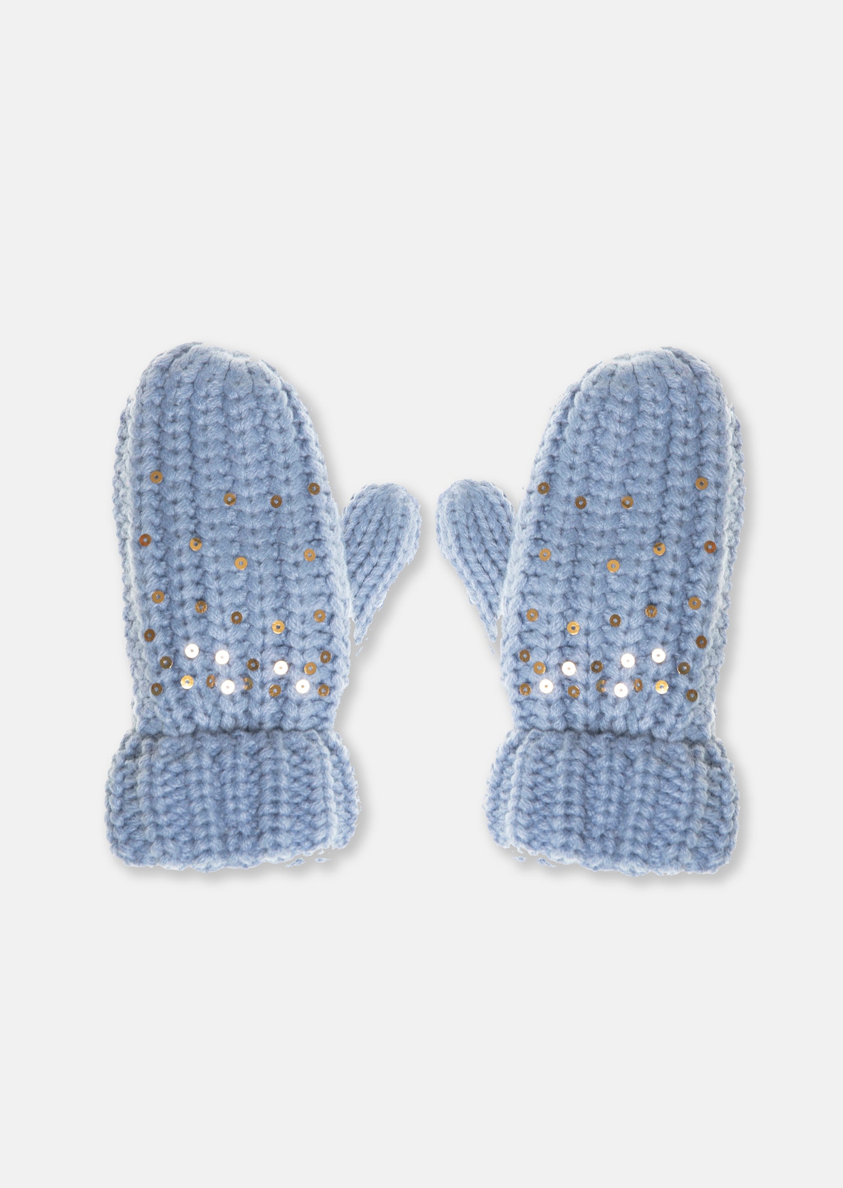 Moufles tricotées à sequins scintillants bleues 3-6 ans