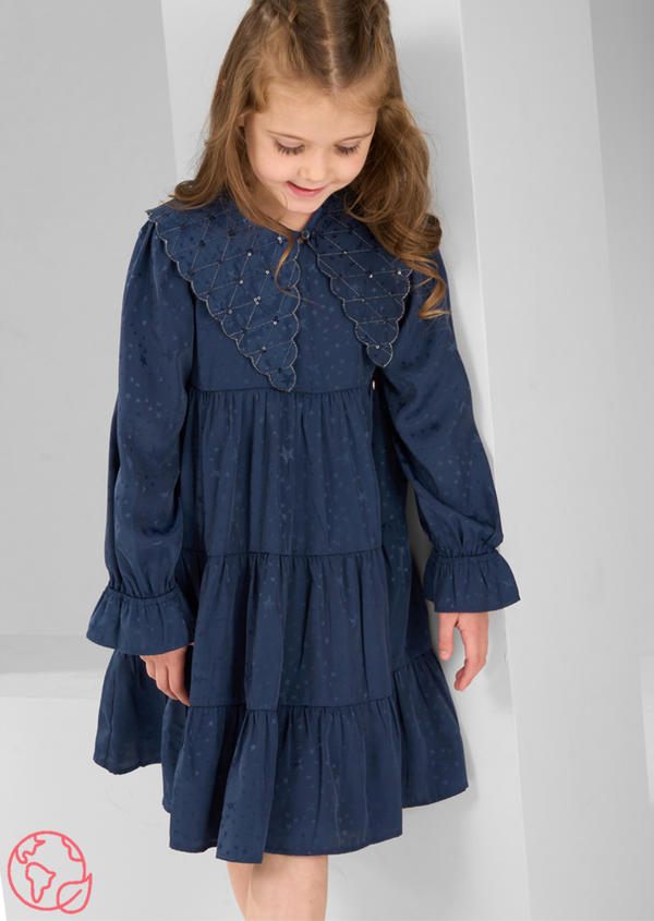 Sophia Navy Jacquard Star Dress