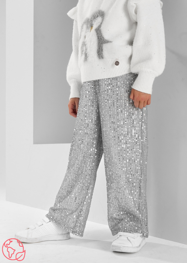 Silver sequin wide leg trousers best sale