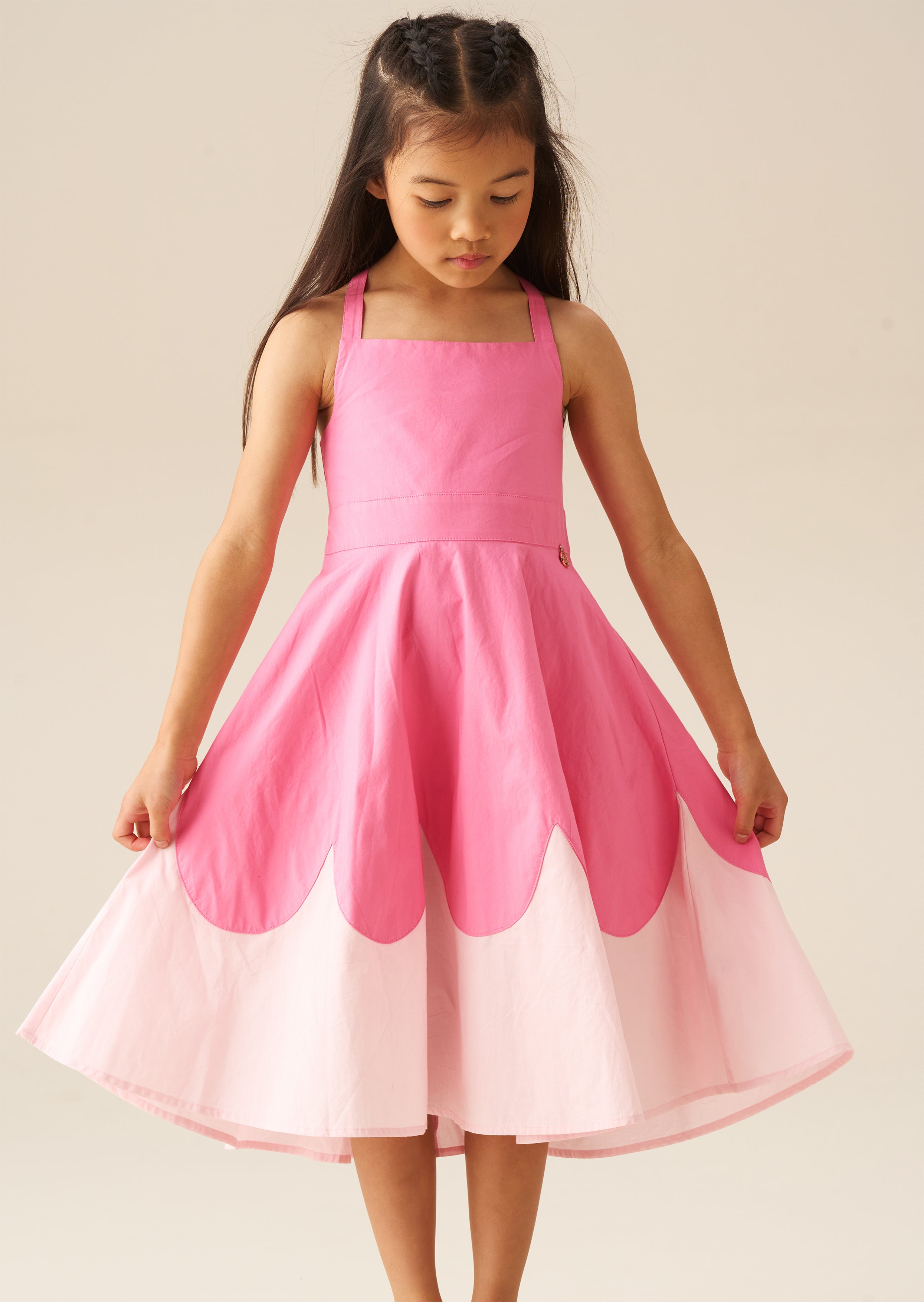 Allegra Pink Scallop Swing Dress