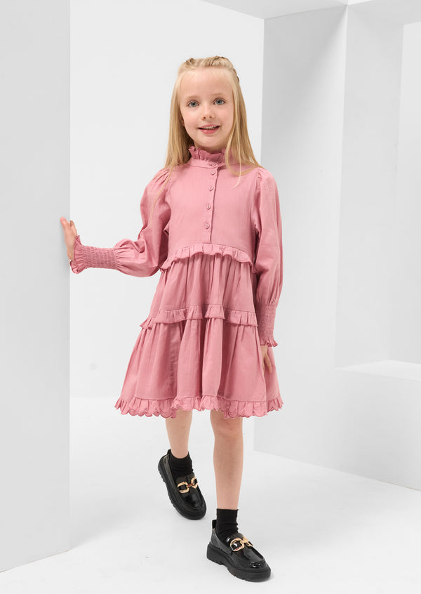 Cordelia Pink Vintage Frill Dress