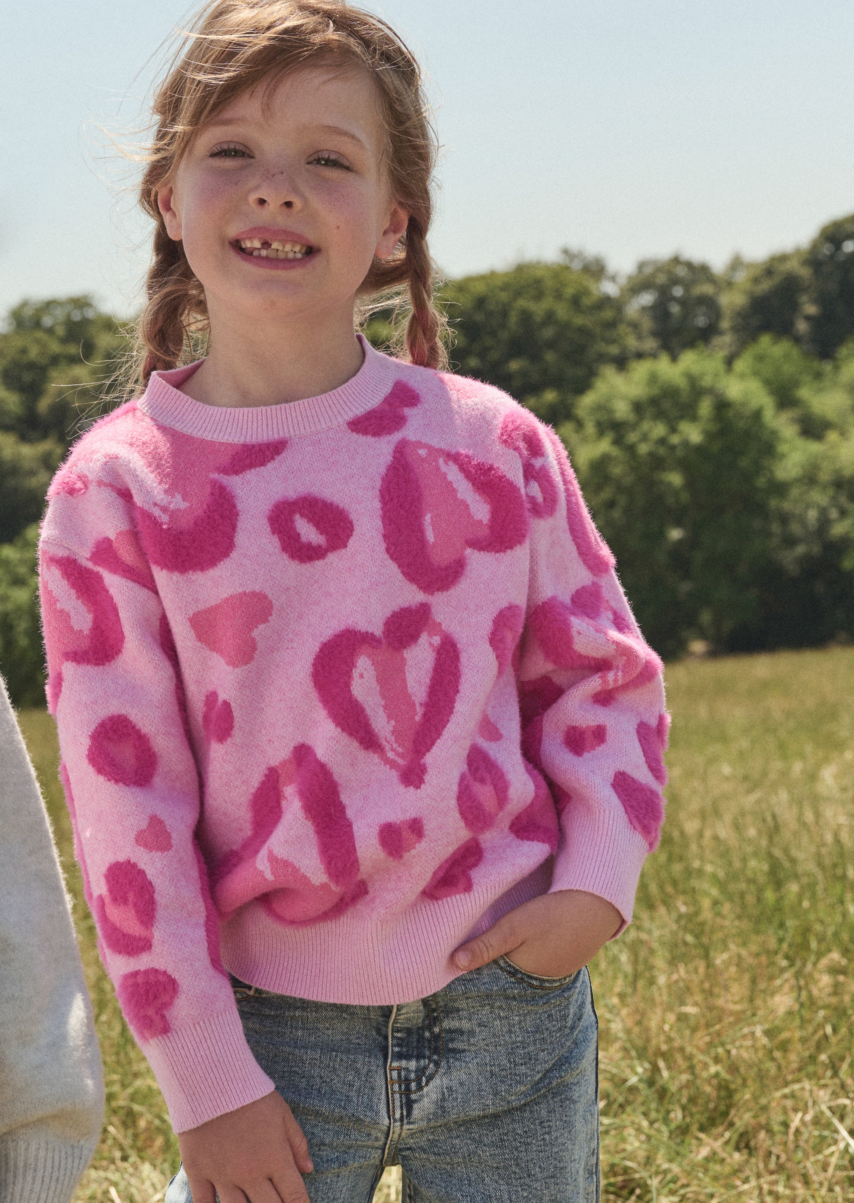 Reya Leopard Heart Eyelash Jumper