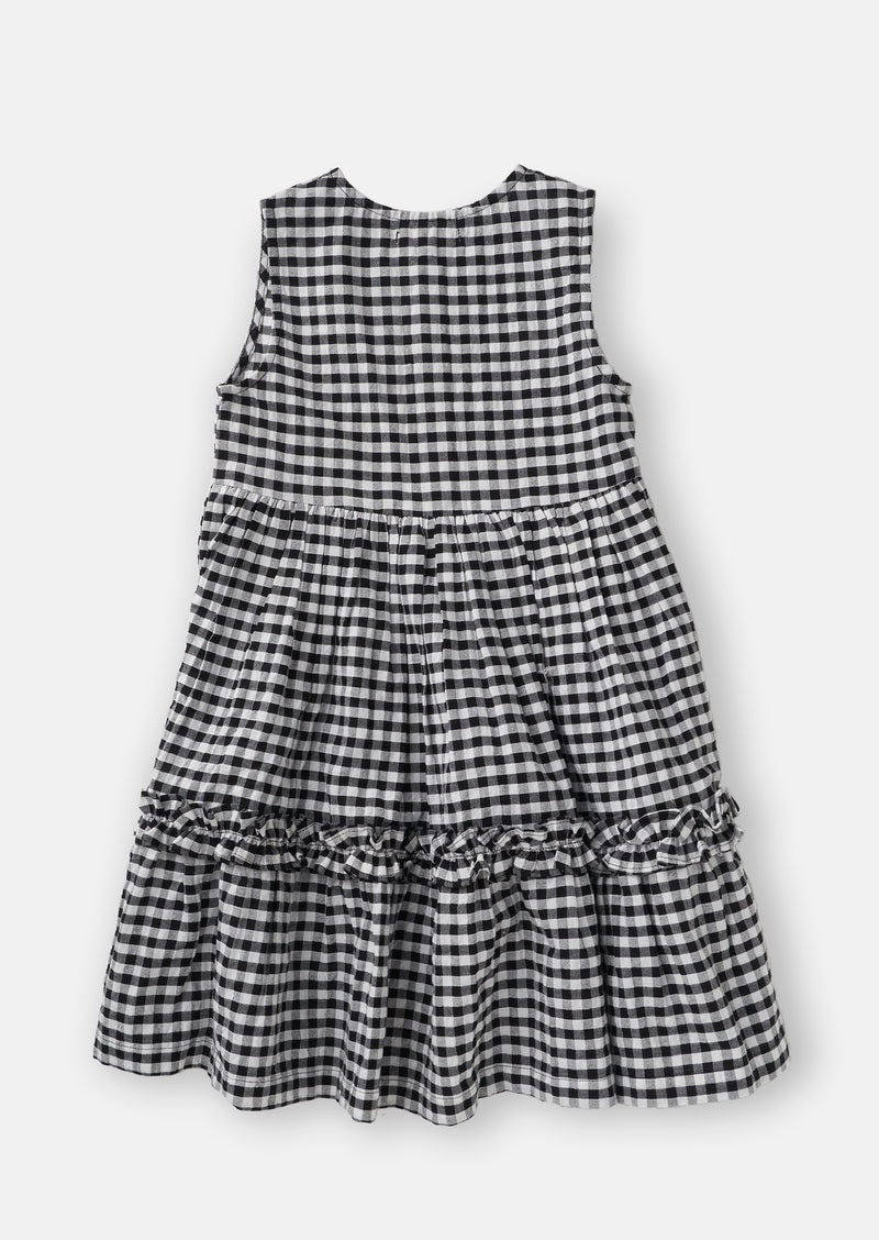 Payton Gingham Tiered Black/White Dress