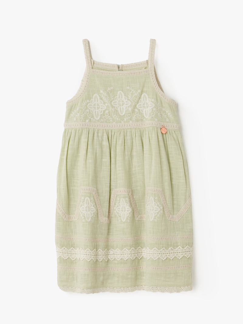 Orla Green Embroidered Dress