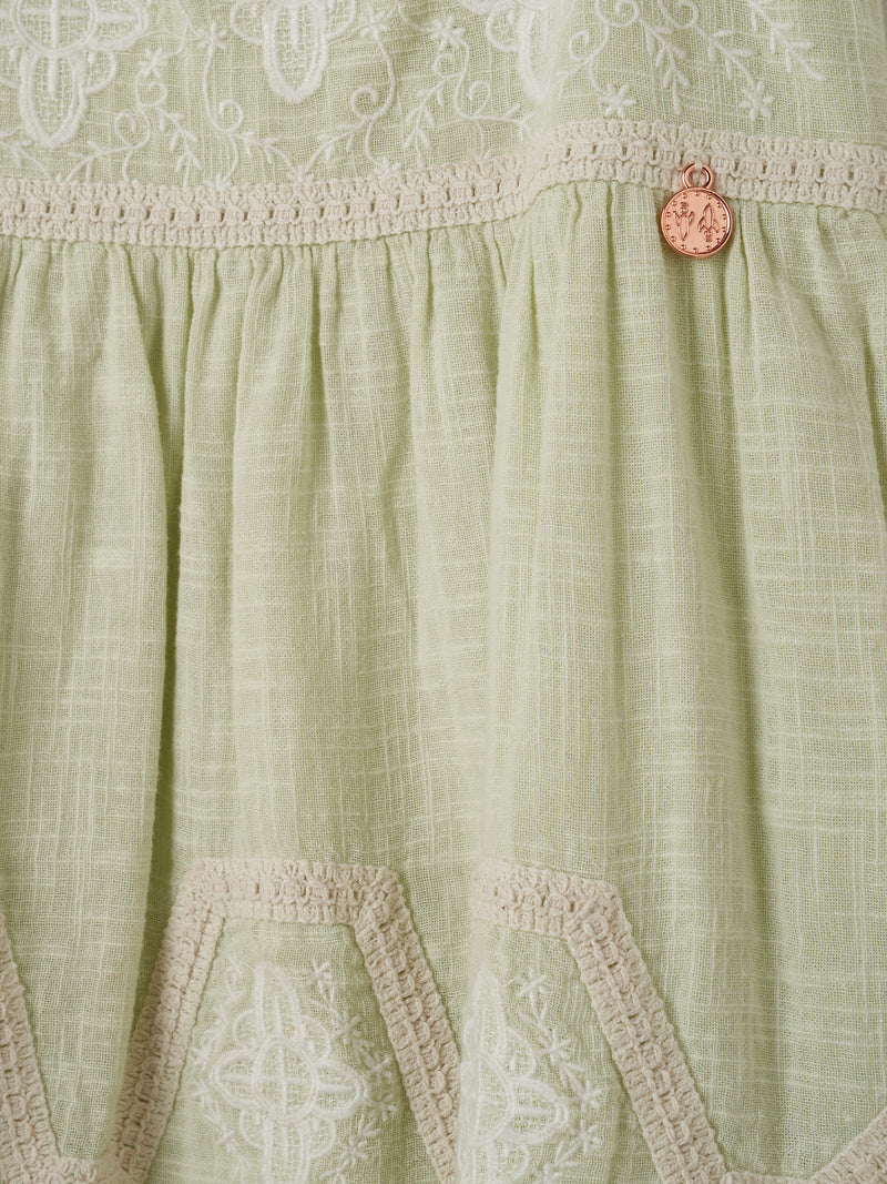 Orla Green Embroidered Dress