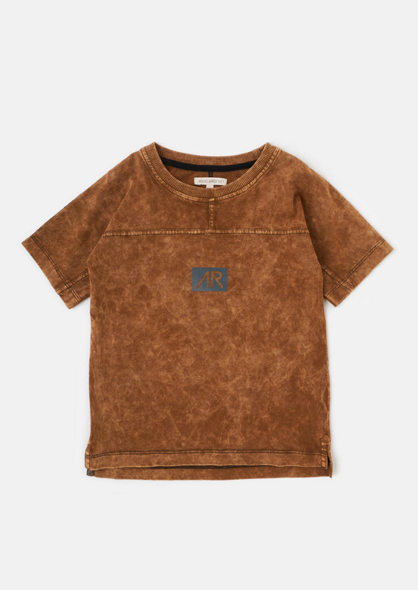 Evan Branded Brown Yoke T Shirt