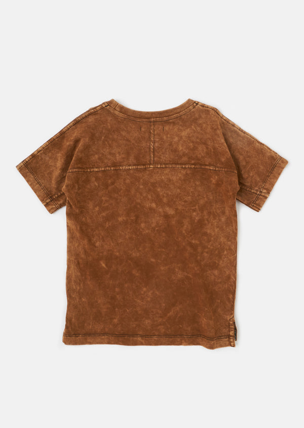 Evan Branded Brown Yoke T Shirt