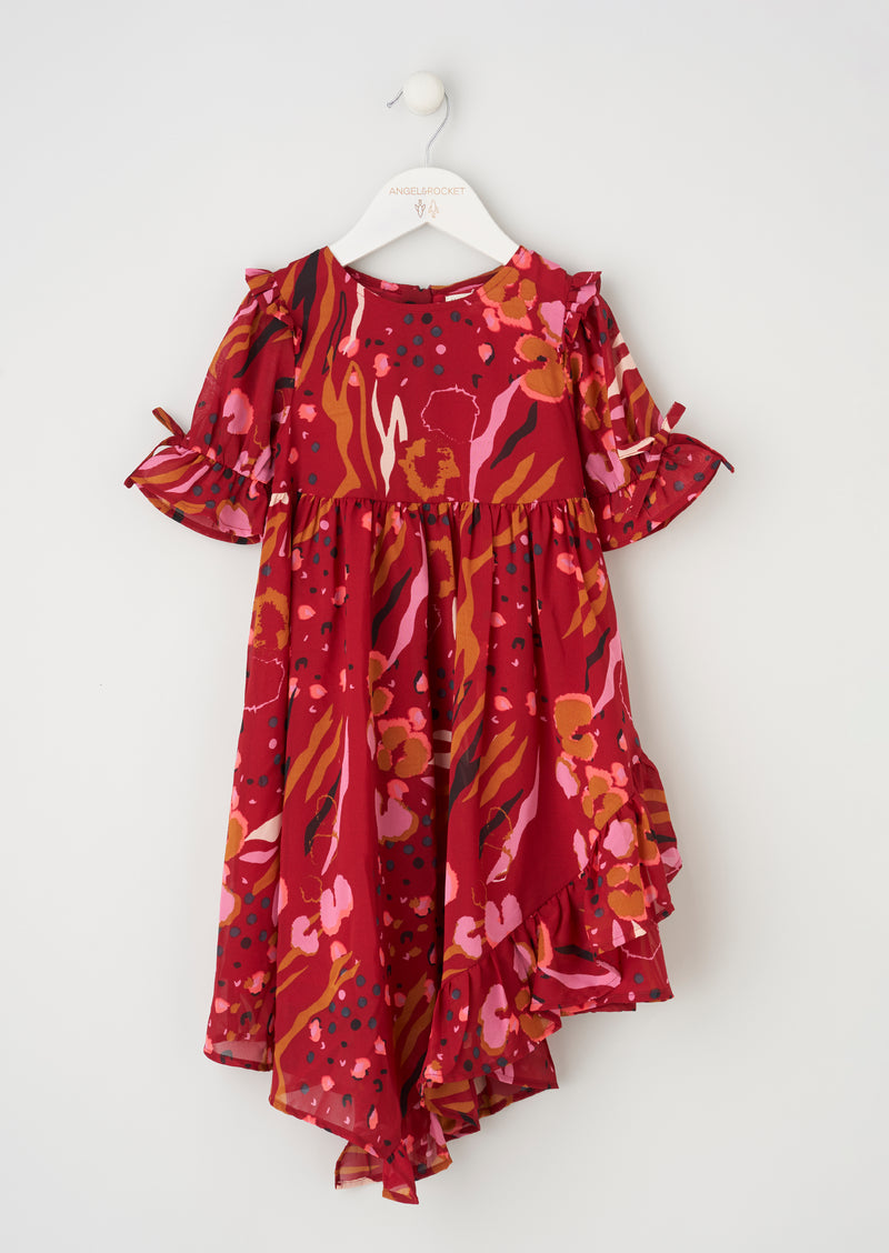 Willow Red Printed Frill Dress