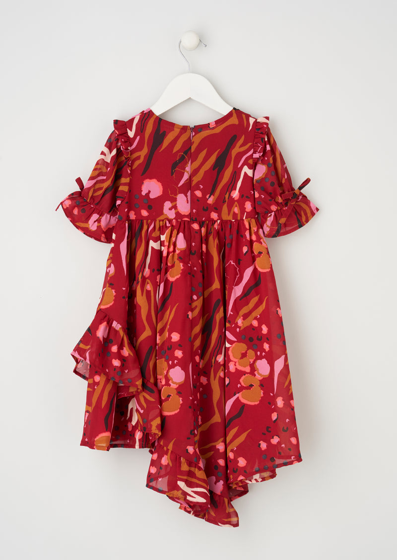 Willow Red Printed Frill Dress