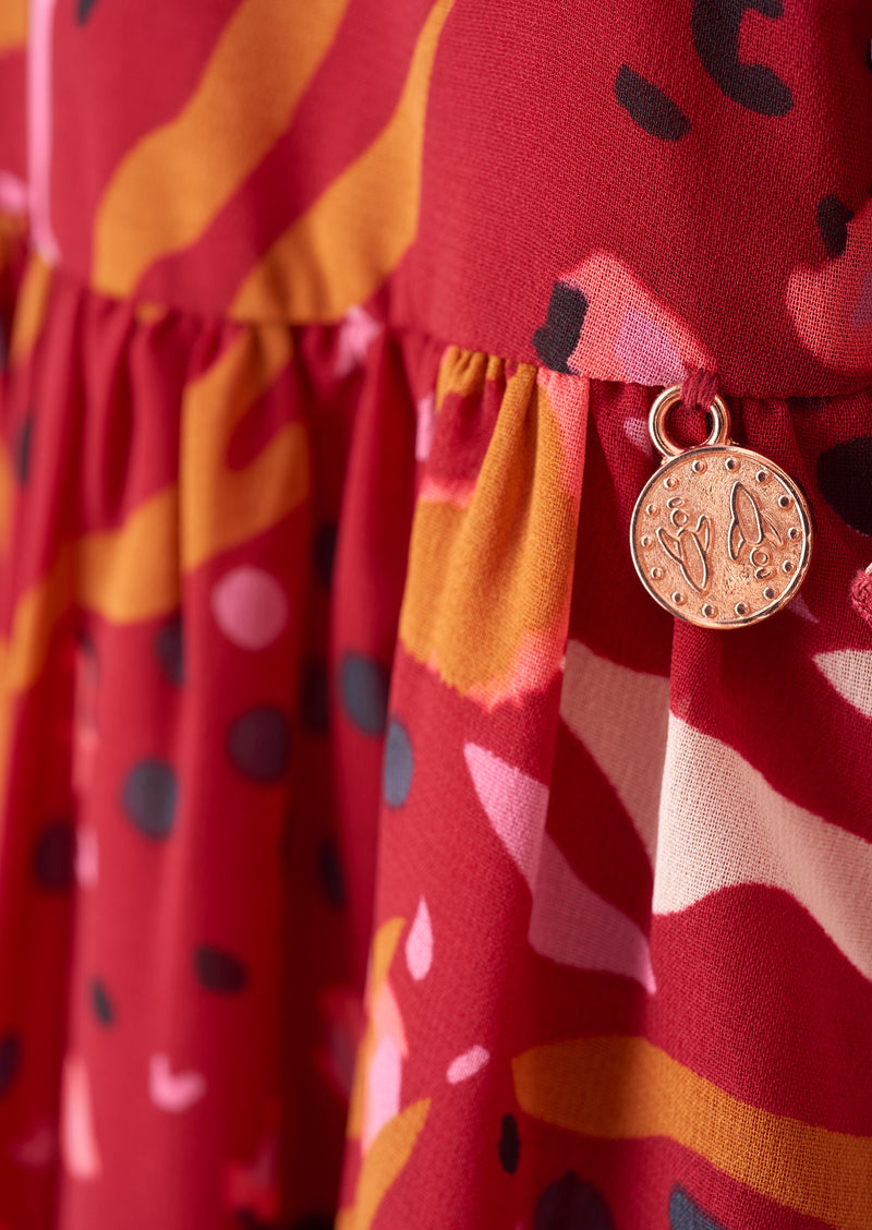 Willow Red Printed Frill Dress