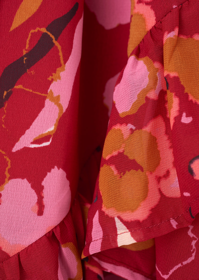 Willow Red Printed Frill Dress