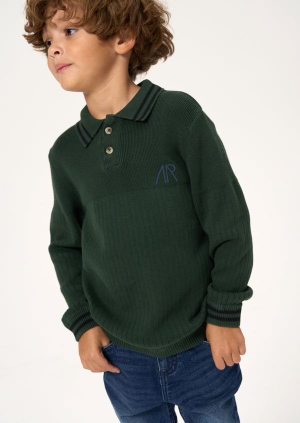 Finn Knit Rib Long Sleeve Polo