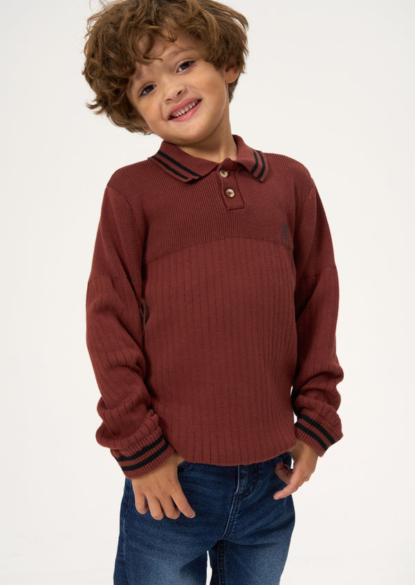 Finn Knit Rib Long Sleeve Polo