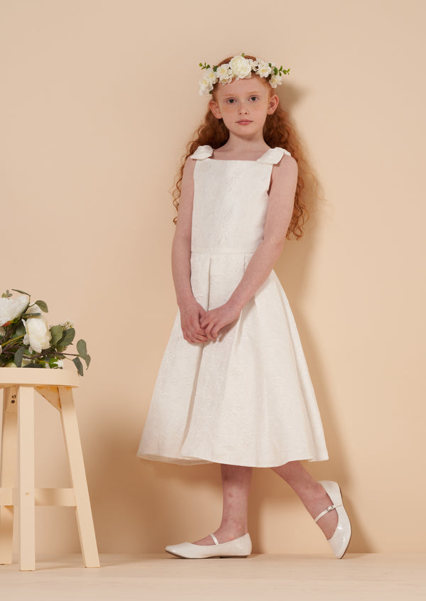 Aurelia Jacquard Bow Shoulder Dress