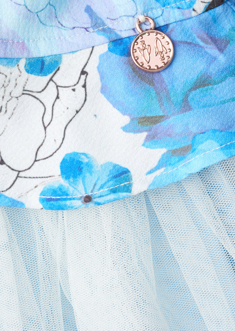 Bloom Print Bubble Crepe Tutu Dress