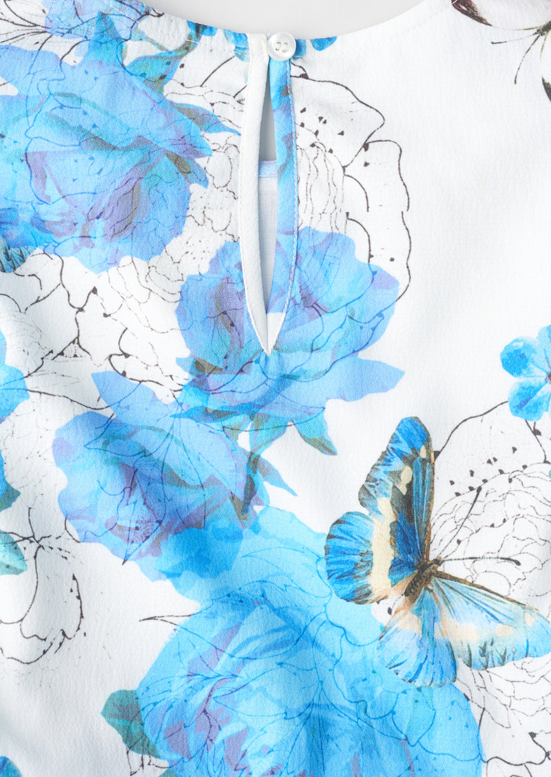 Bloom Print Bubble Crepe Tutu Dress
