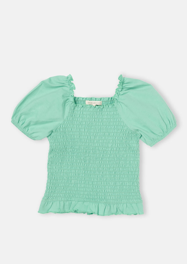 Fliss Shirred Mint Top