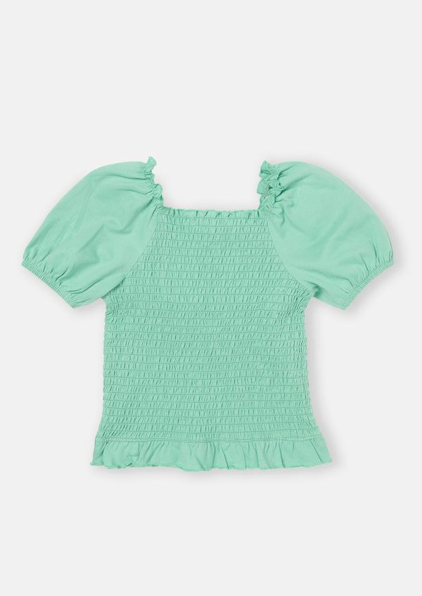 Fliss Shirred Mint Top